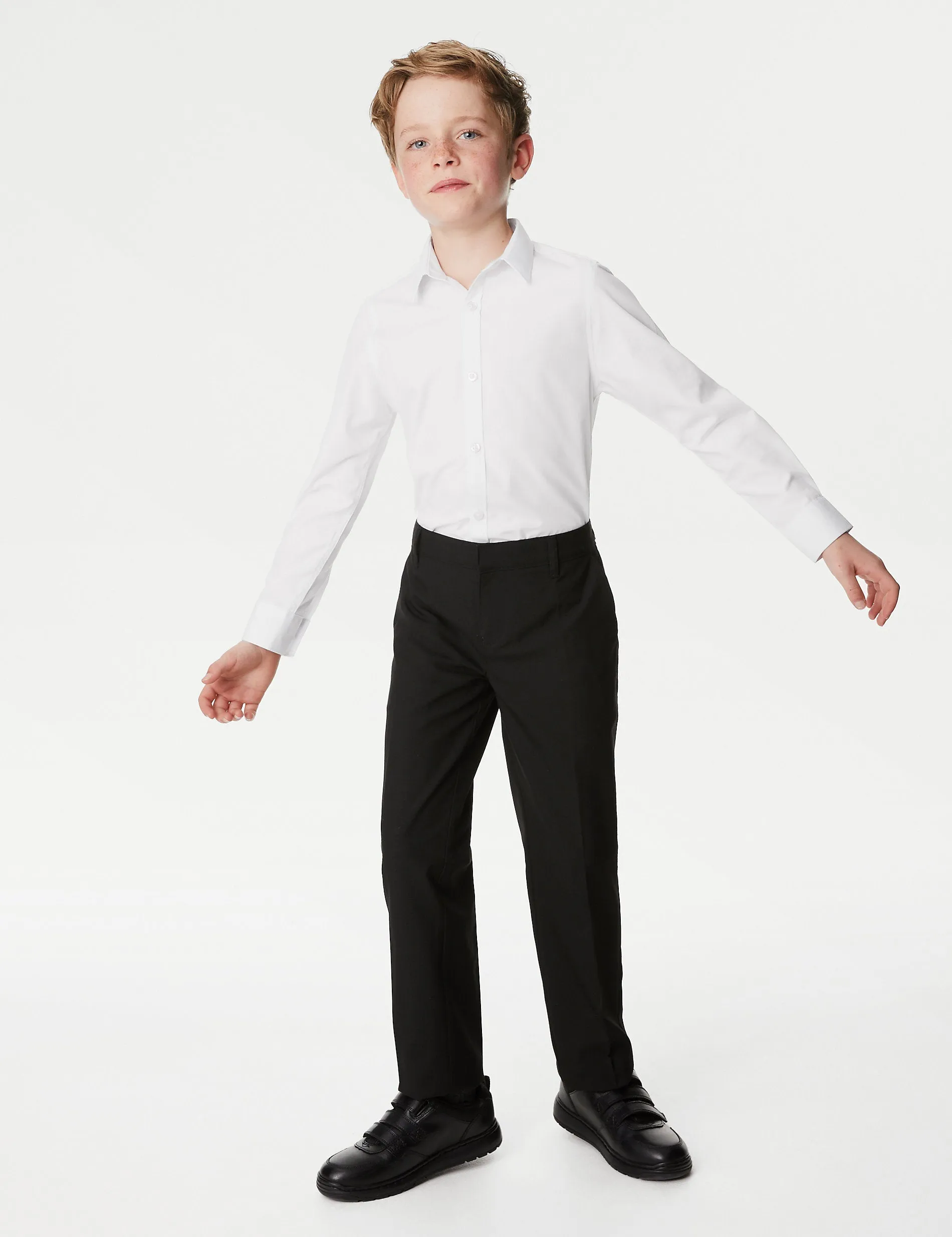 2 Pairs of Boys (2-16 Years) Stretch Skinny School Shirts Marks & Spencer White