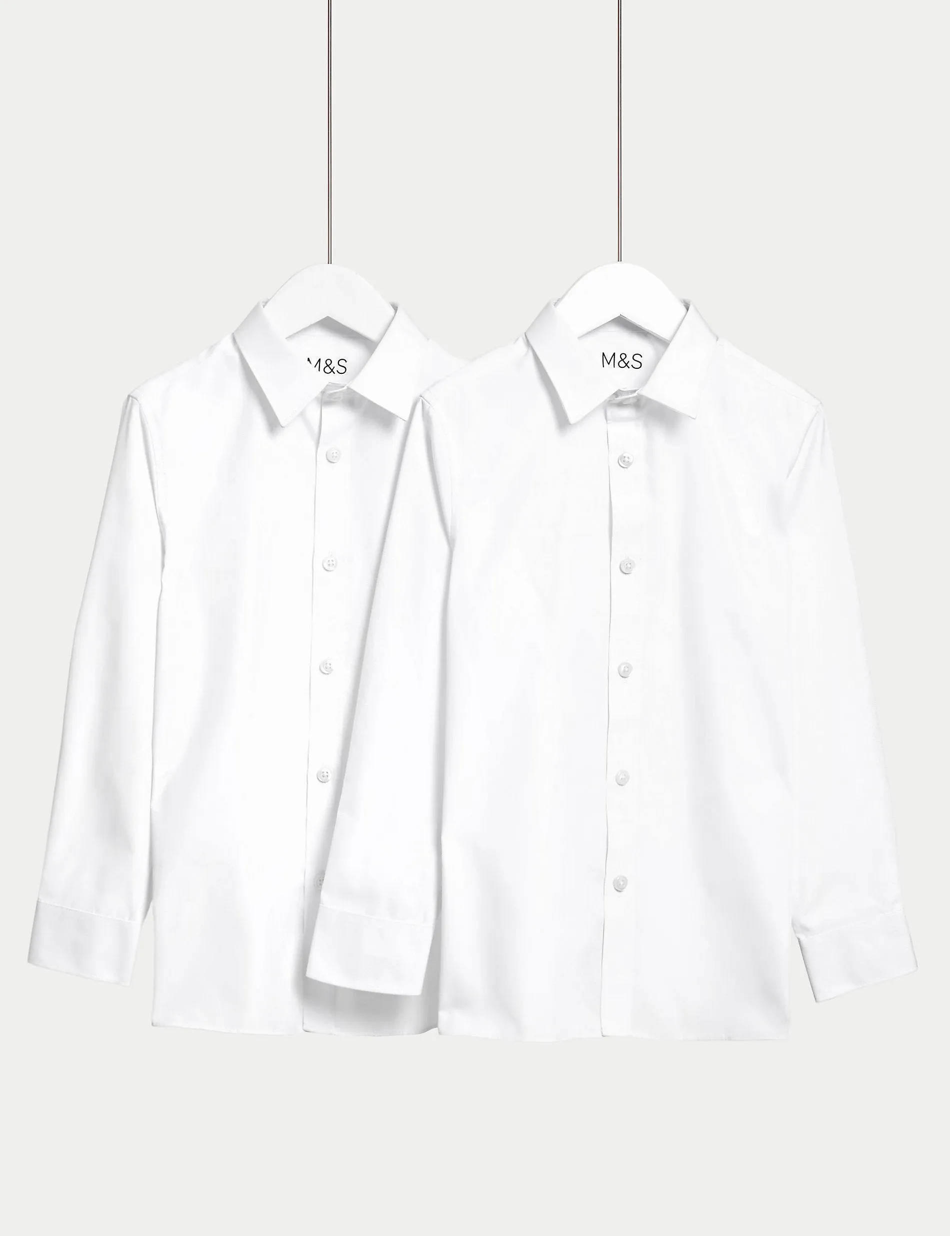 2 Pairs of Boys (2-16 Years) Stretch Skinny School Shirts Marks & Spencer White