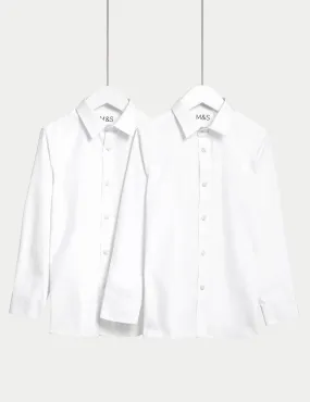 2 Pairs of Boys (2-16 Years) Stretch Skinny School Shirts Marks & Spencer White