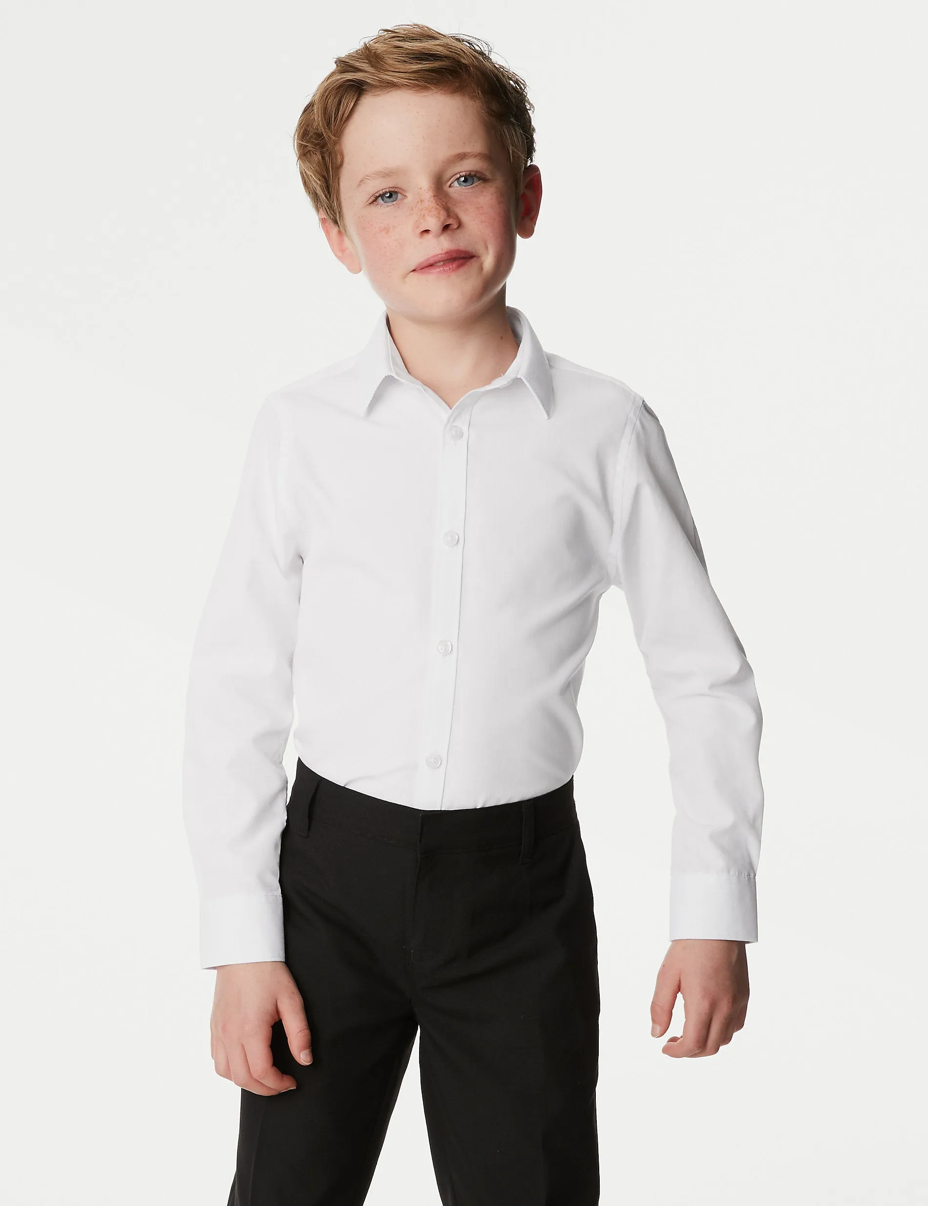 2 Pairs of Boys (2-16 Years) Stretch Skinny School Shirts Marks & Spencer White