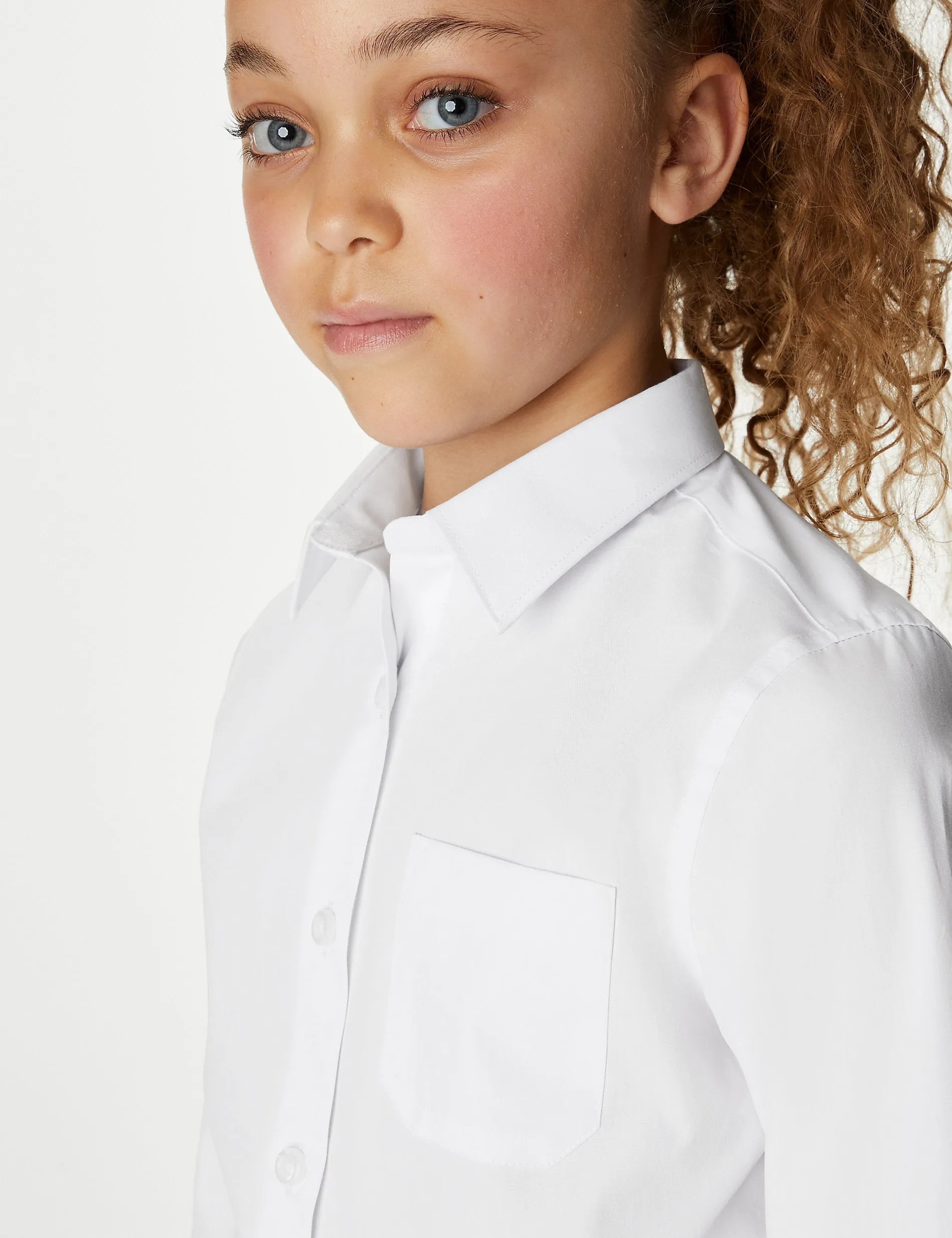 2 Pairs of Cotton Regular Fit School Shirts for Girls (2-18yrs) Marks & Spencer white