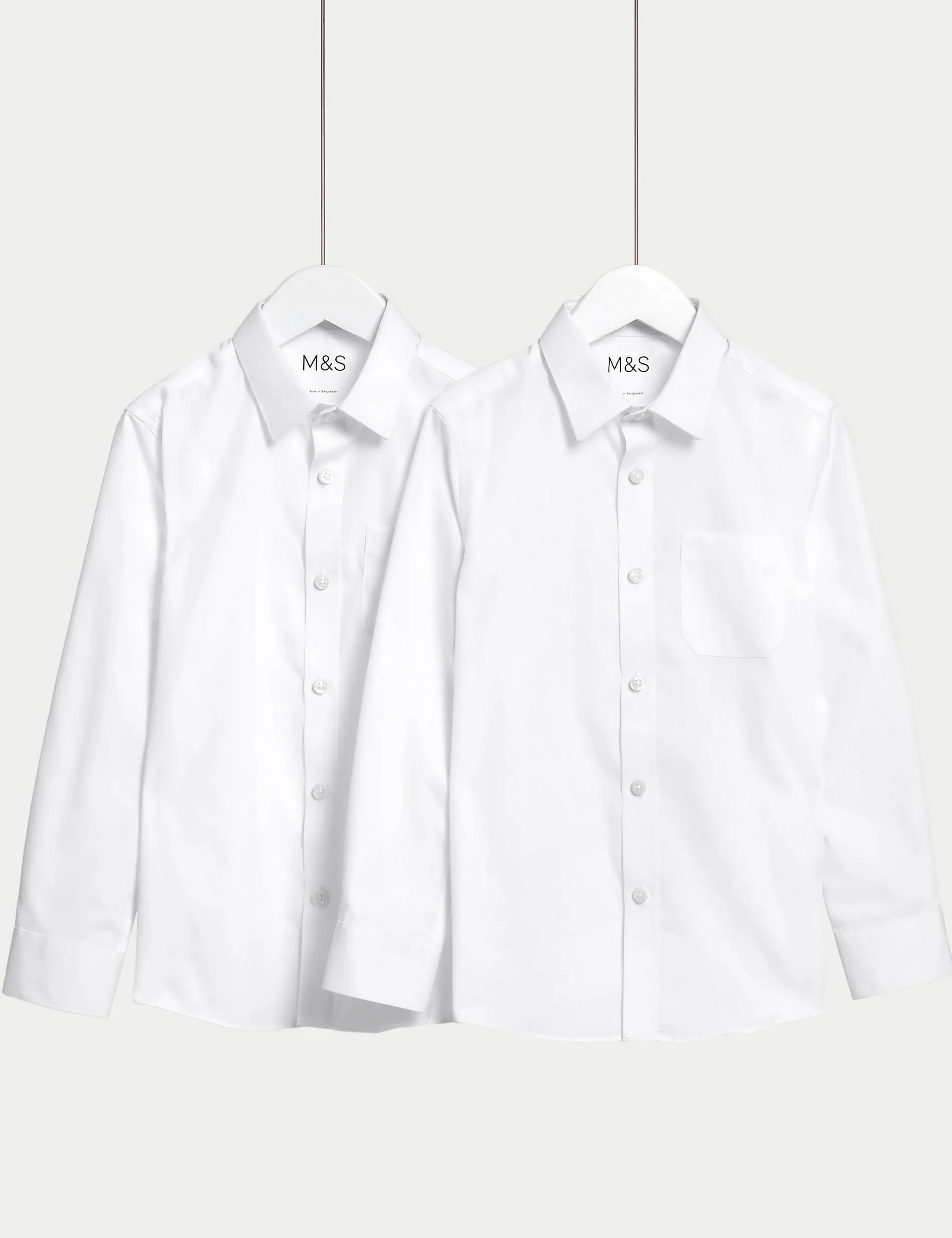 2 pairs of girls' (2-18 years) slim fit school shirts without ironing Marks & Spencer white