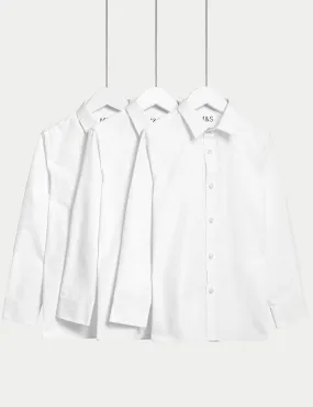 3 Pairs of Boys (2-16 Years) Light Iron Slim Fit School Shirts Marks & Spencer ,  white