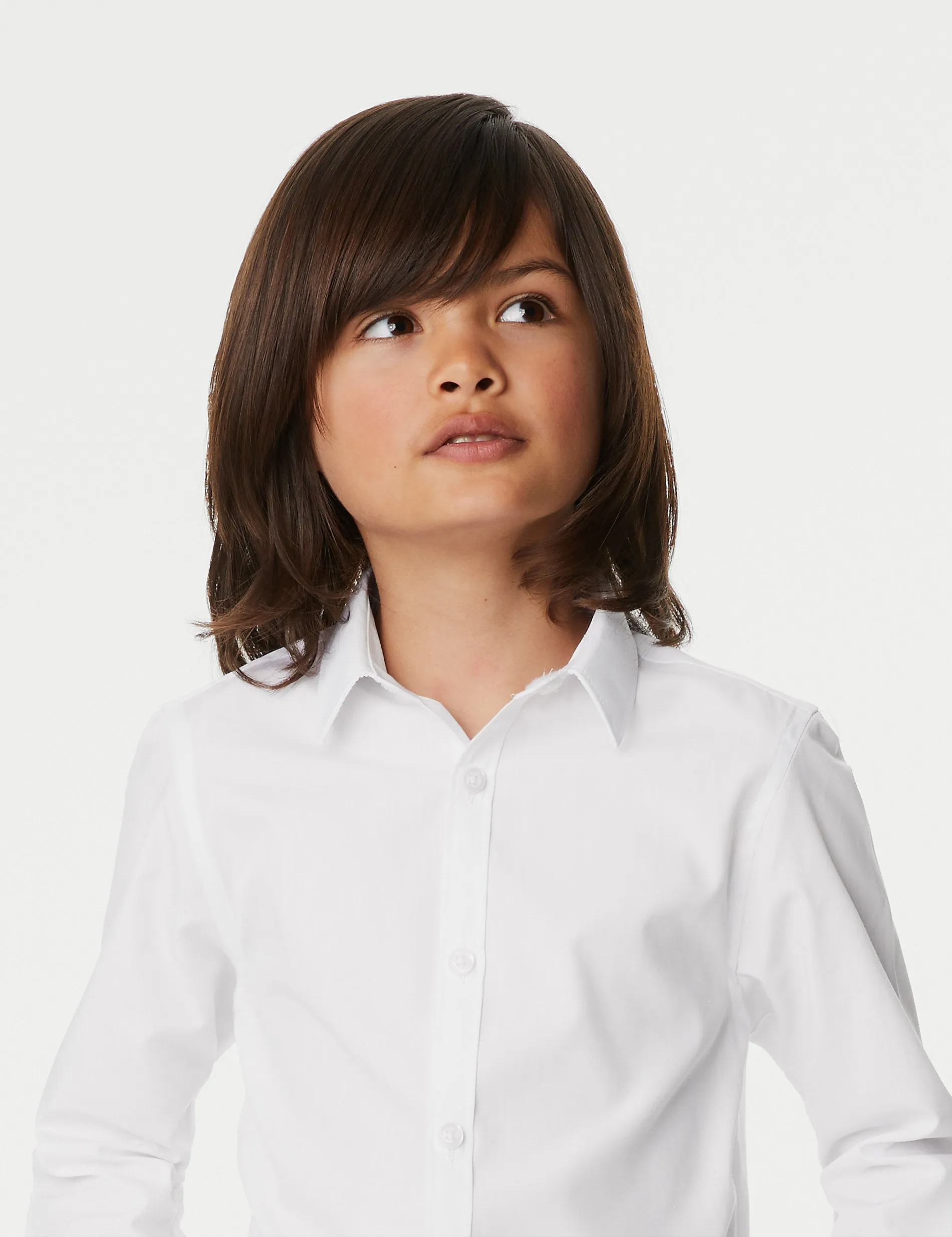 3 Pairs of Boys (2-16 Years) Light Iron Slim Fit School Shirts Marks & Spencer ,  white