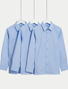 3 Pairs of Marks & Spencer Easy Iron School Shirts for Girls (2-16 Years) Blue