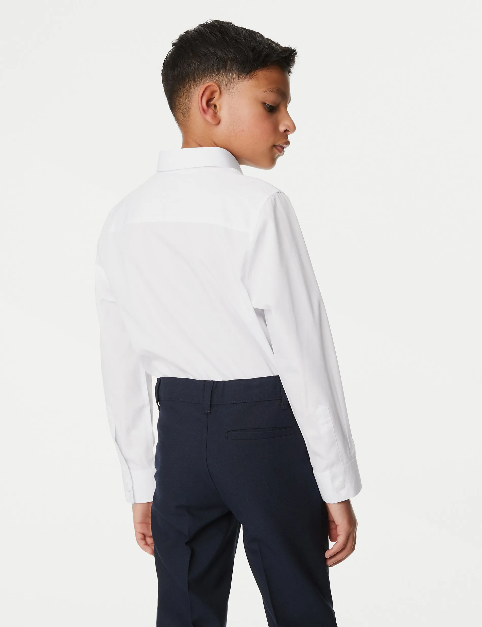 3 sets of comfortable school shirts for boys (3-18 years old) easy to put on and iron Marks & Spencer, white