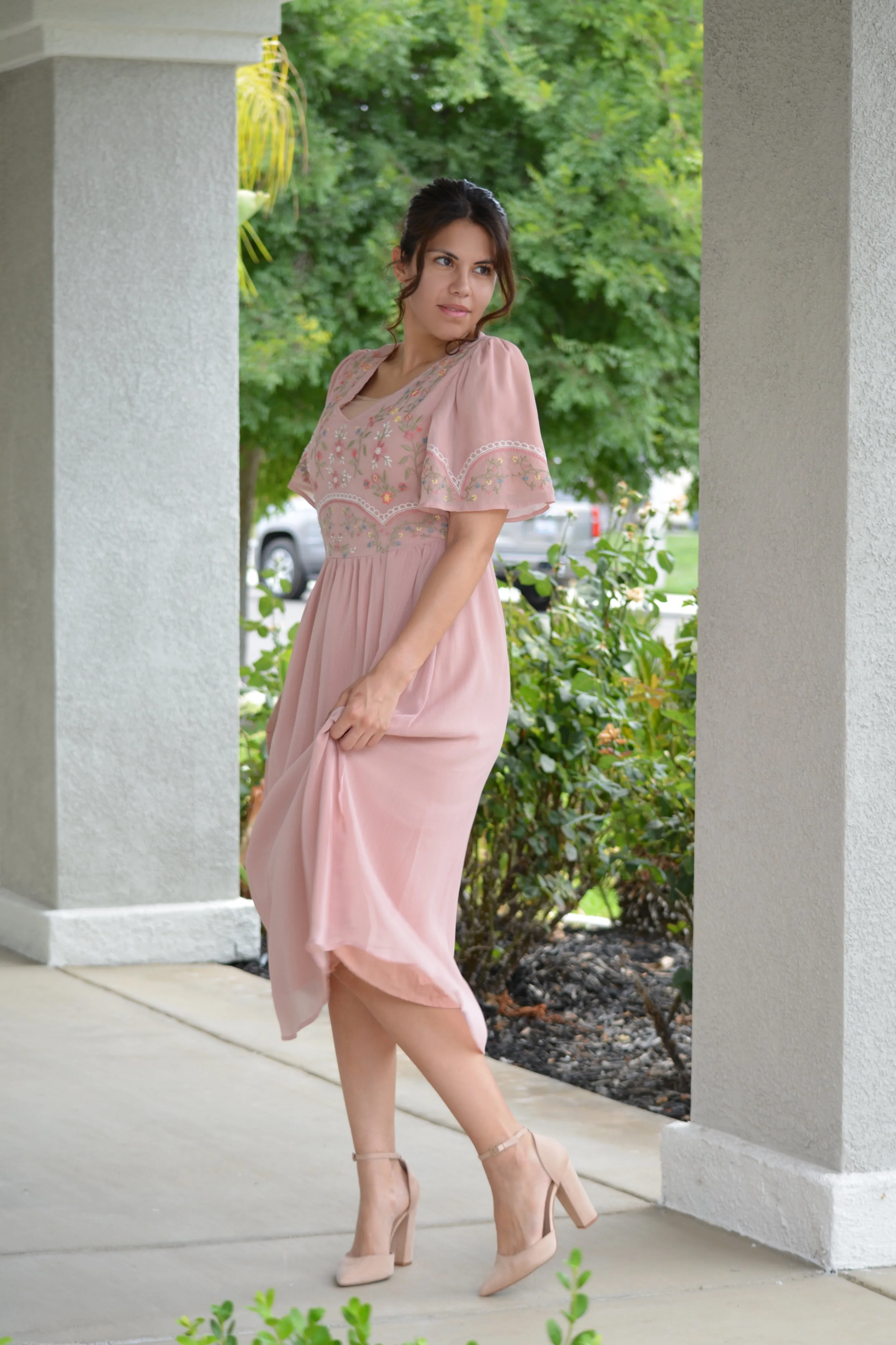 Anastasia Pink Embroidered Dress