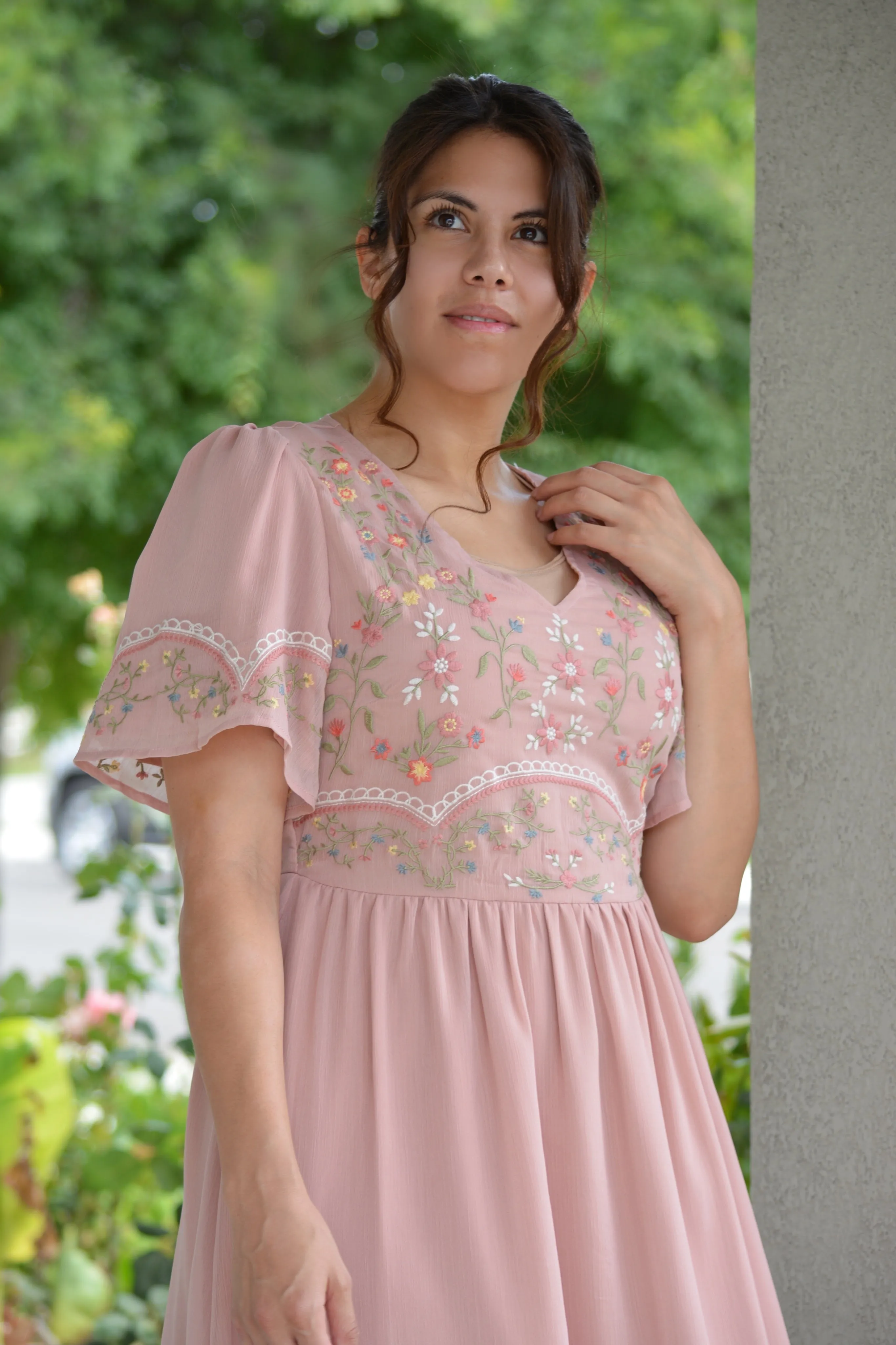 Anastasia Pink Embroidered Dress