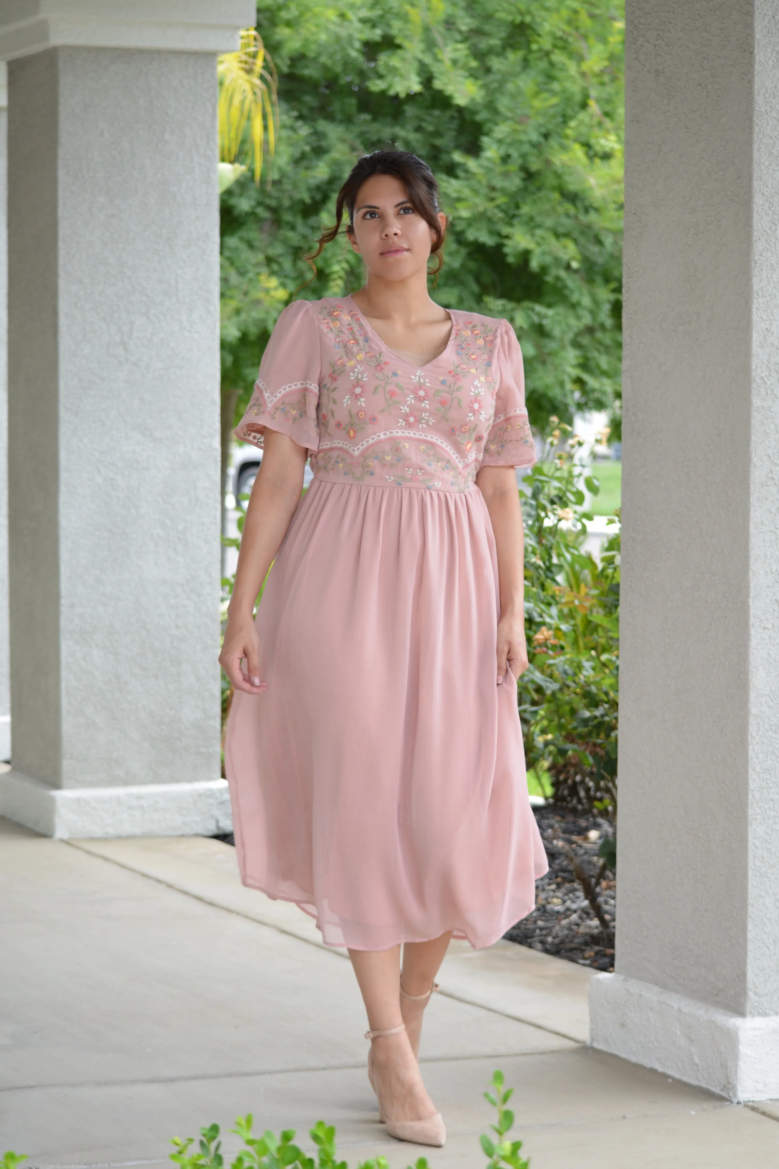 Anastasia Pink Embroidered Dress