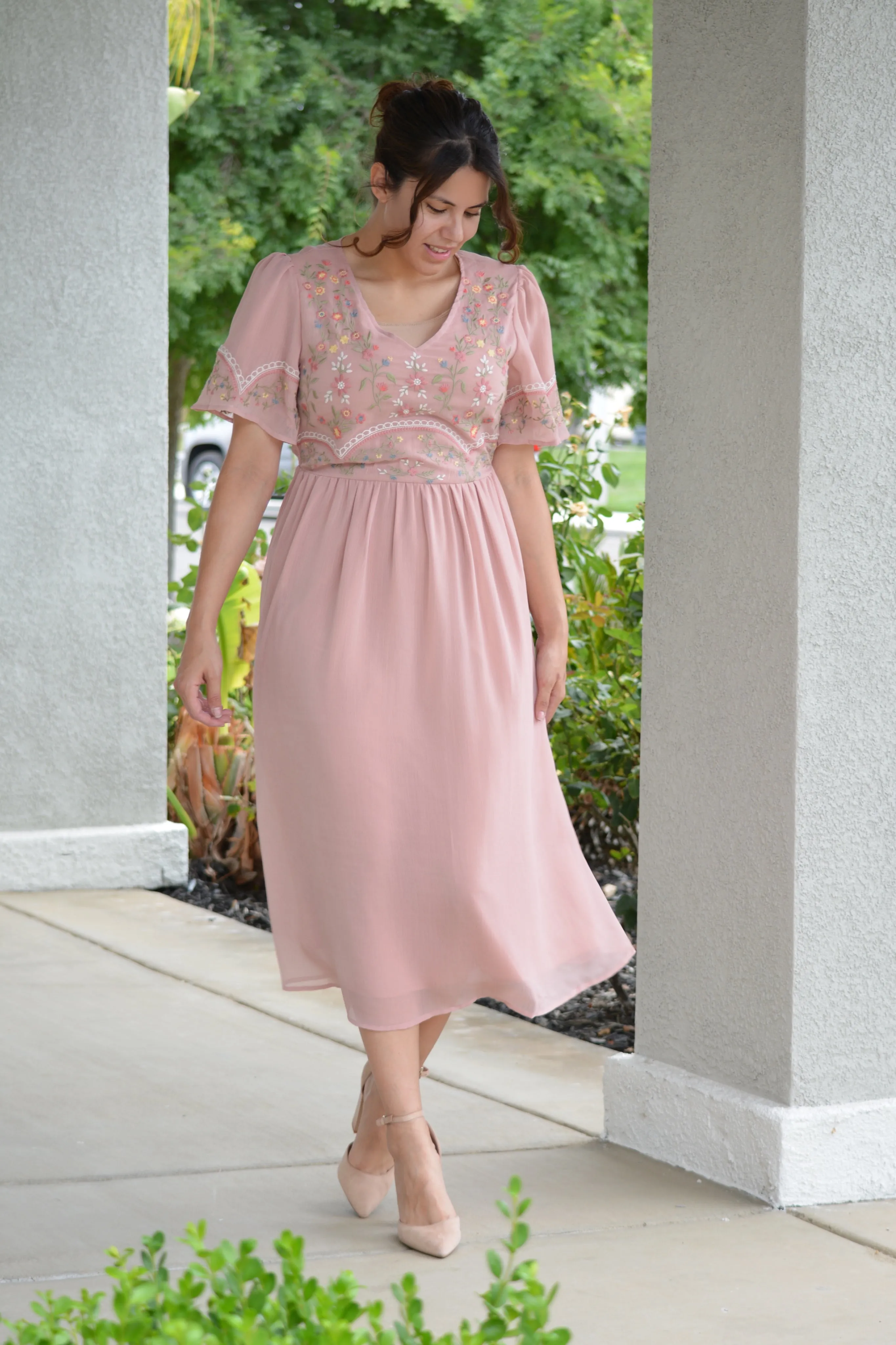 Anastasia Pink Embroidered Dress