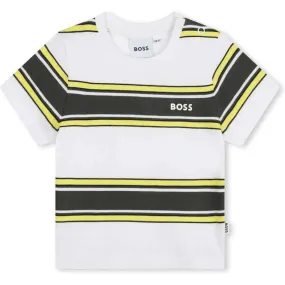 Baby Boys Yellow & Navy Stripe Short Sleeve T-Shirt