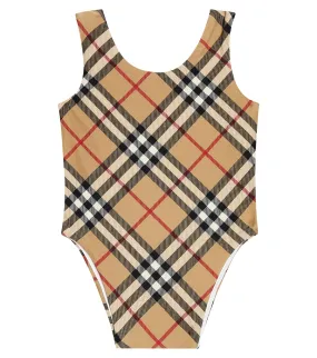 Baby burberry checkered swimsuit Burberry Kids, beige