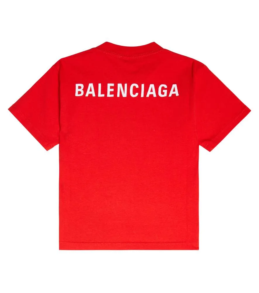 Balenciaga Kids Cotton Logo T-Shirt, Red