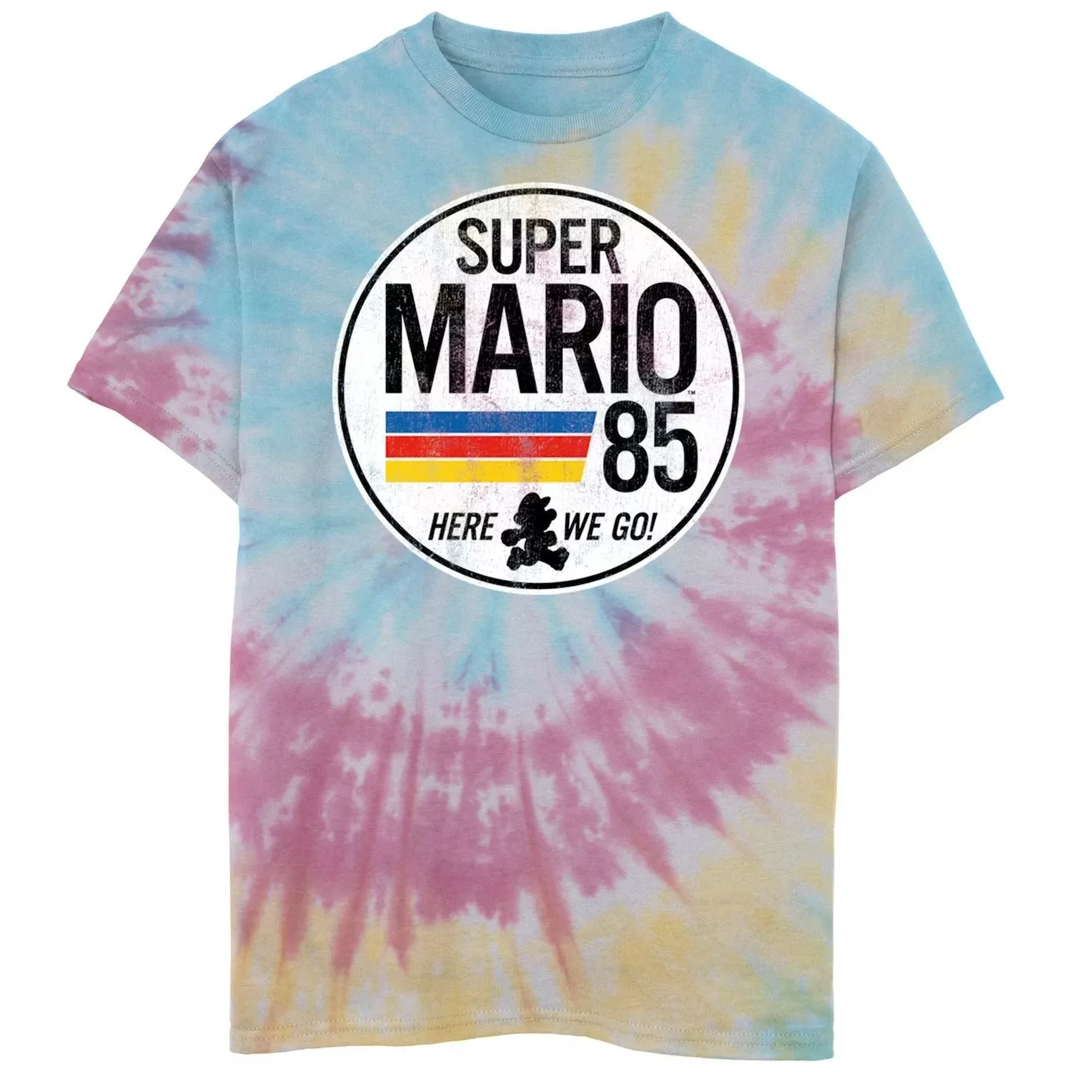 Boys 8-20 Years Old Tie Dye Logo T-Shirt Nintendo Super Mario 85 Here We Go Nintendo