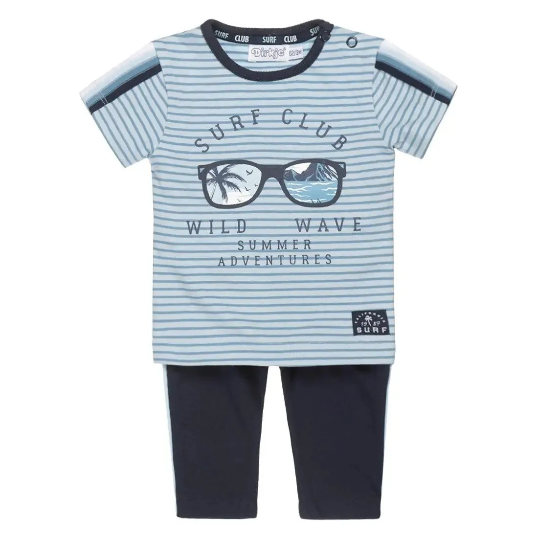 Boys Baby Set T-shirt and Pants Light Blue Glasses | Dirkje