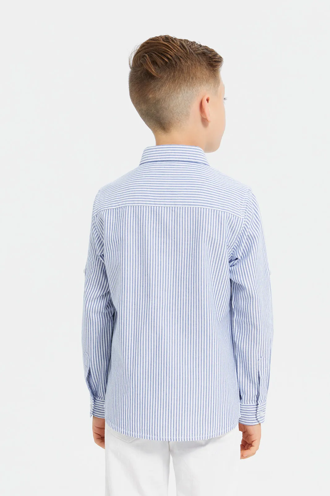 Boys Blue Long Sleeve Stripe Shirt