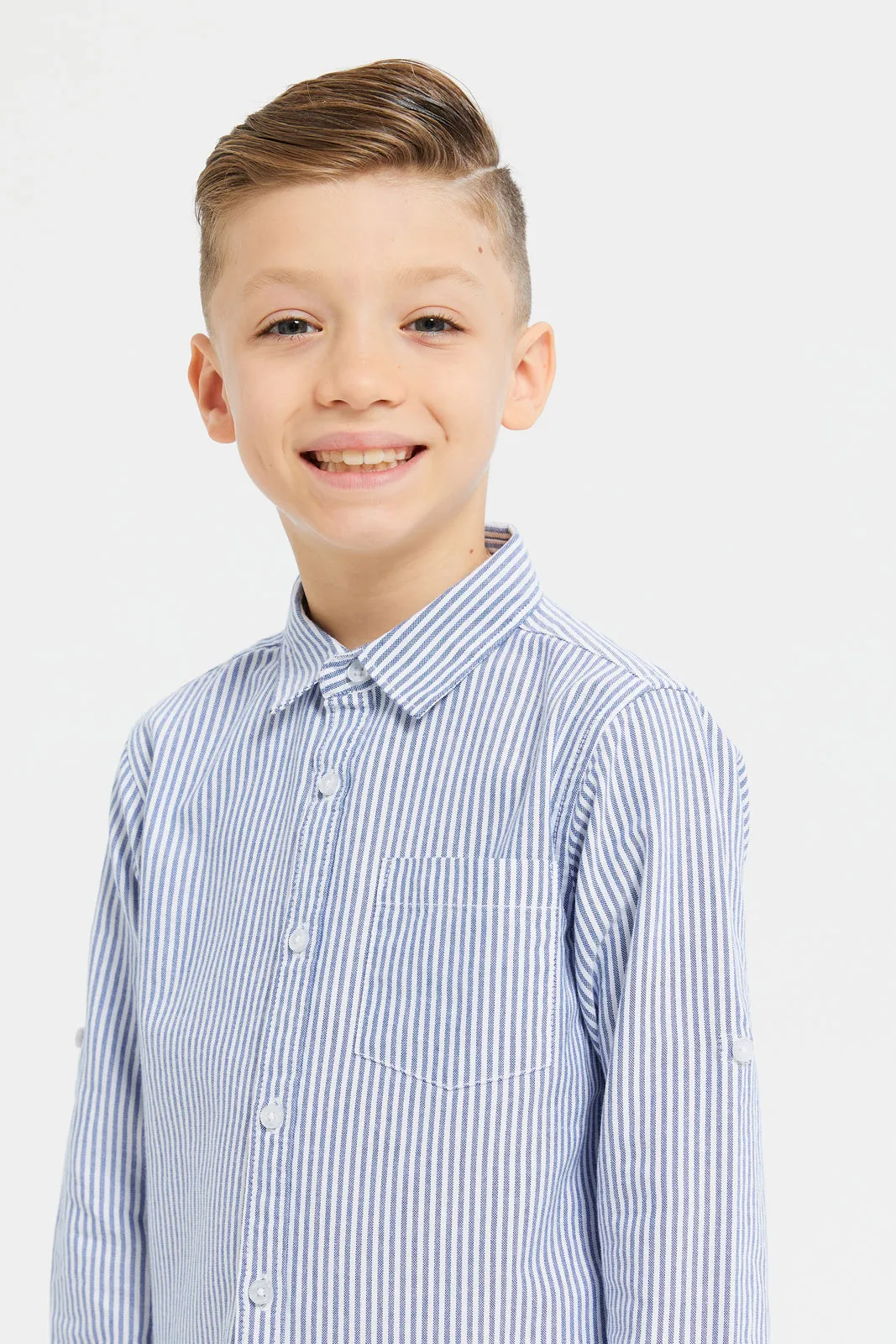 Boys Blue Long Sleeve Stripe Shirt