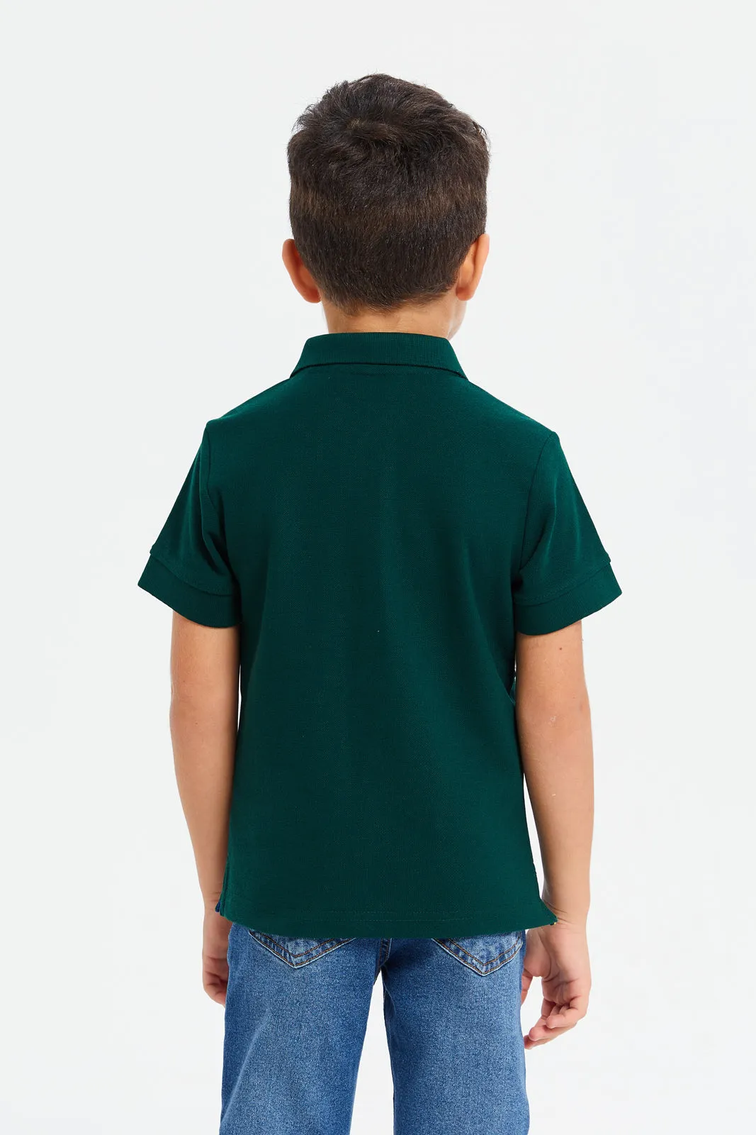 Boys Green Cut And Sew Polo t-Shirt