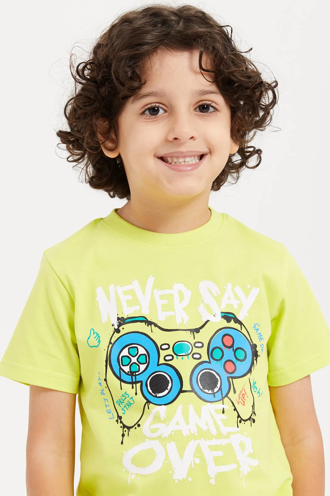 Boys Green Gamer Graphic T-Shirt