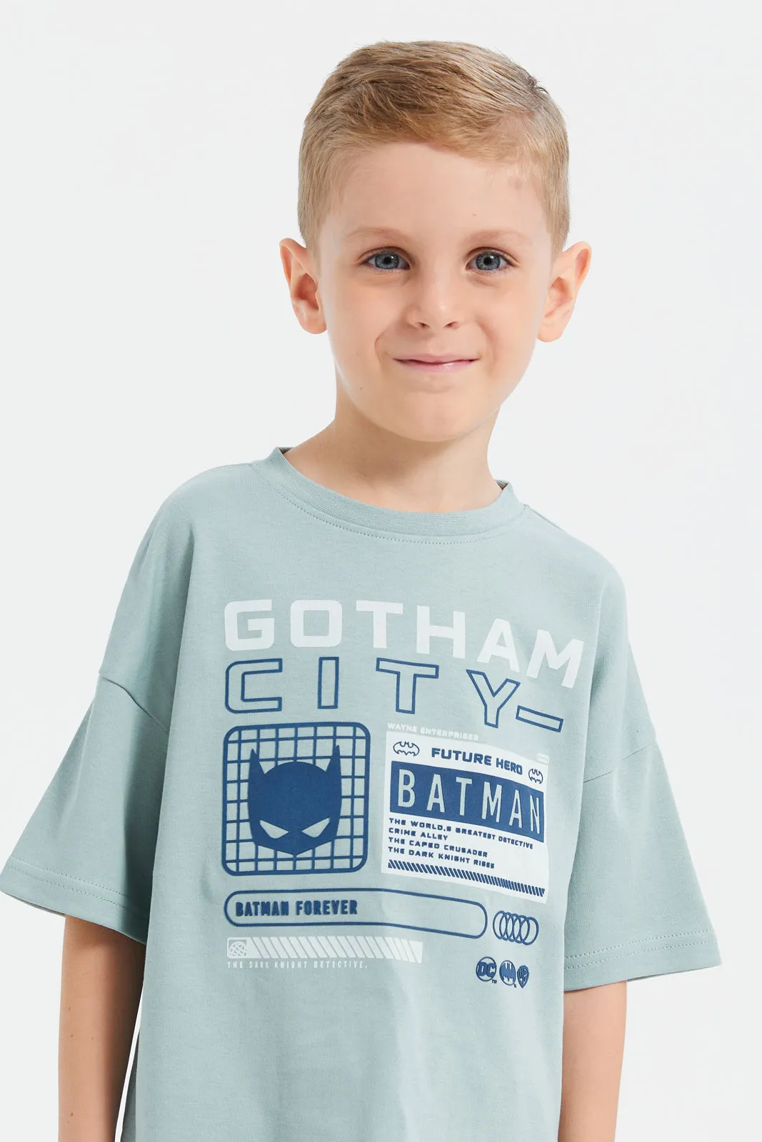 Boys Green Oversize Batman T-Shirt