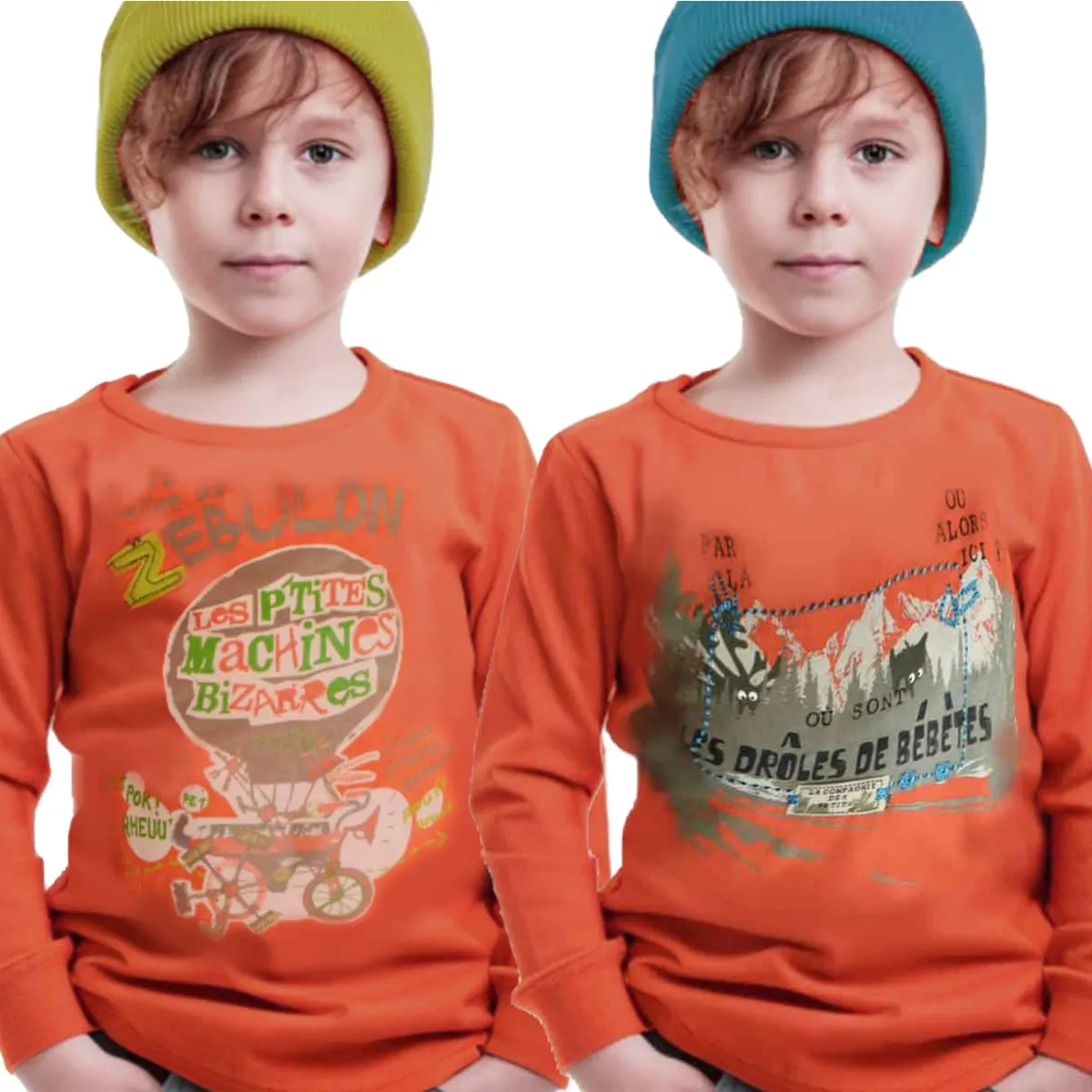 Boys Long Sleeve T-shirt | Orange with Printed Design | Age 1-6 Years