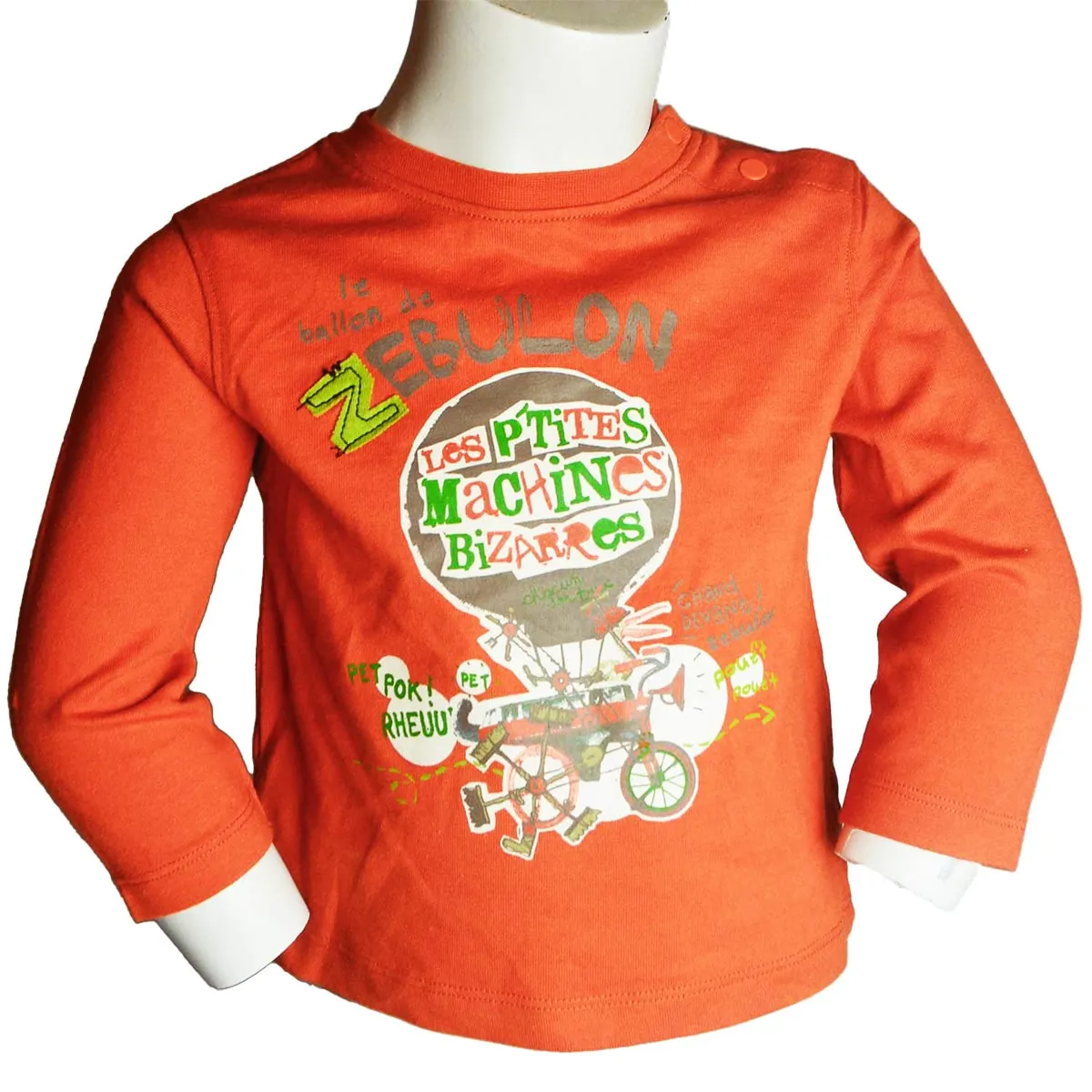 Boys Long Sleeve T-shirt | Orange with Printed Design | Age 1-6 Years