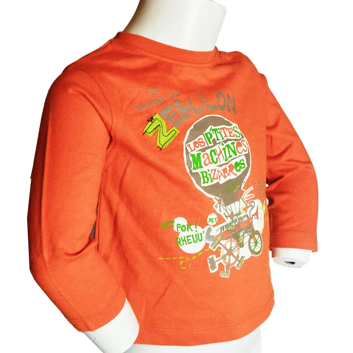 Boys Long Sleeve T-shirt | Orange with Printed Design | Age 1-6 Years