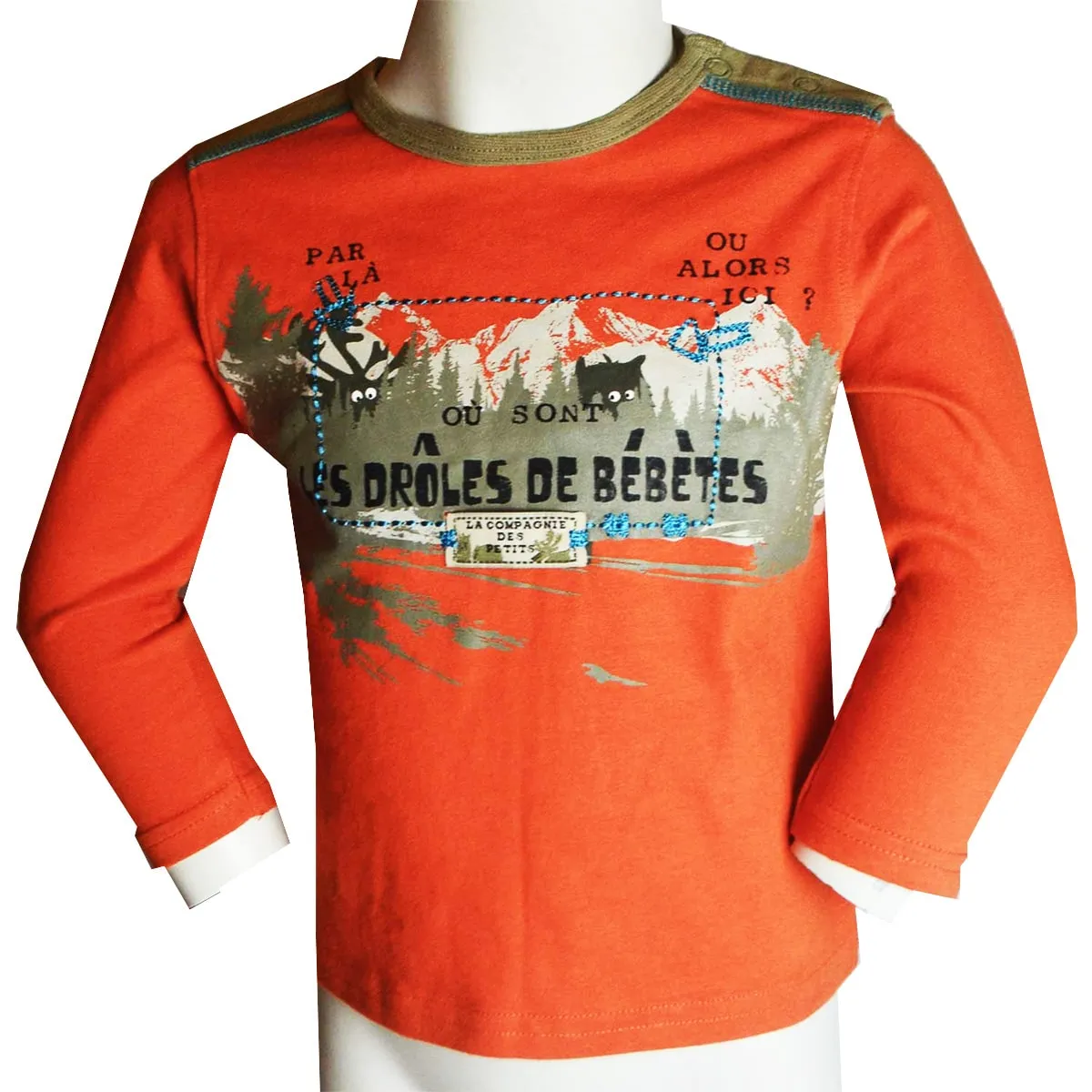 Boys Long Sleeve T-shirt | Orange with Printed Design | Age 1-6 Years