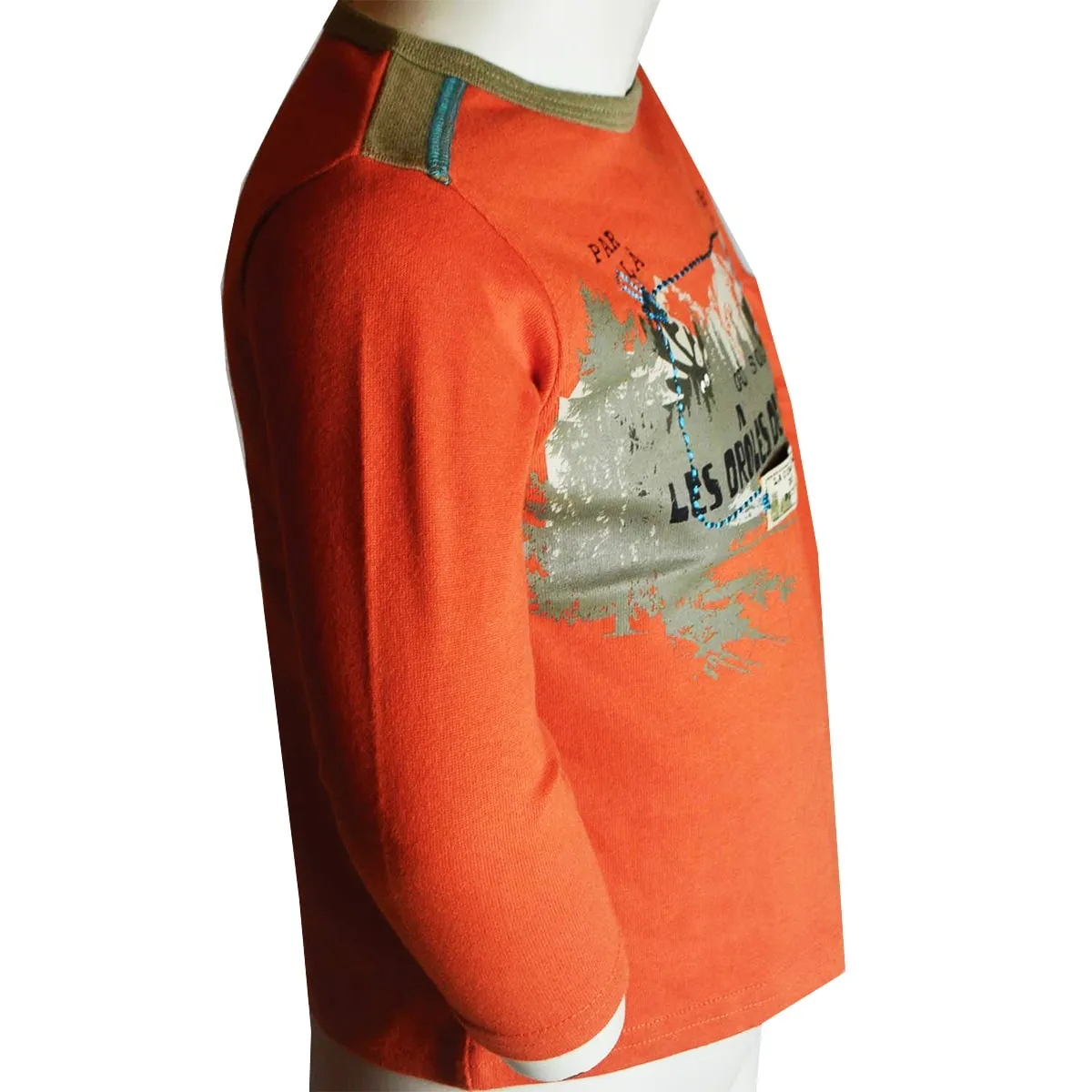 Boys Long Sleeve T-shirt | Orange with Printed Design | Age 1-6 Years