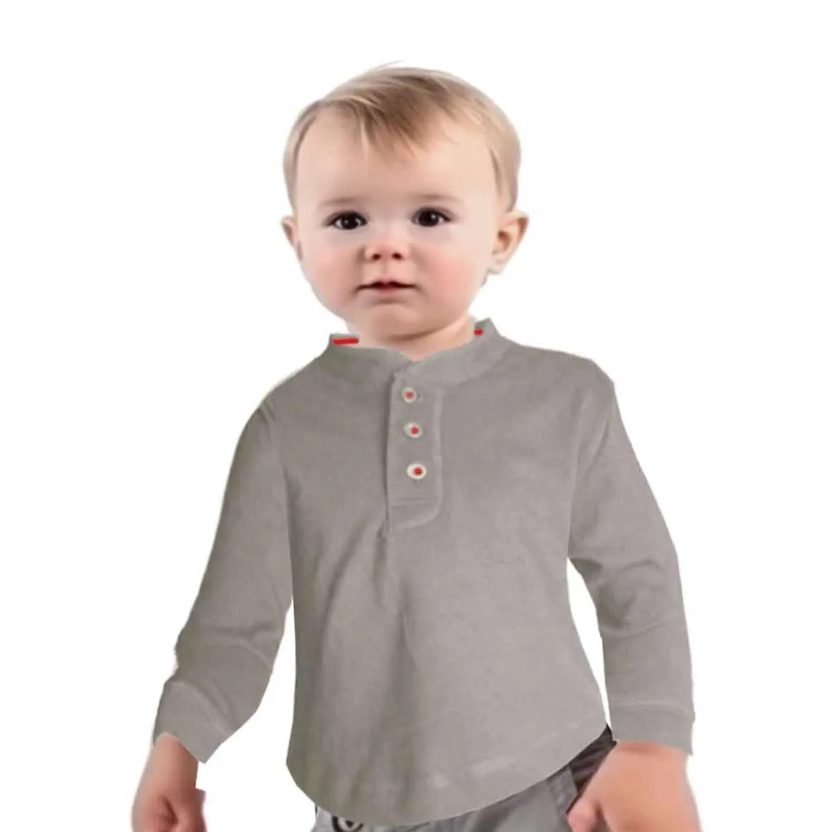 Boys Long-sleeved T-shirt | Plain Colours | Grey, Blue, Red | Age 1-6 Years