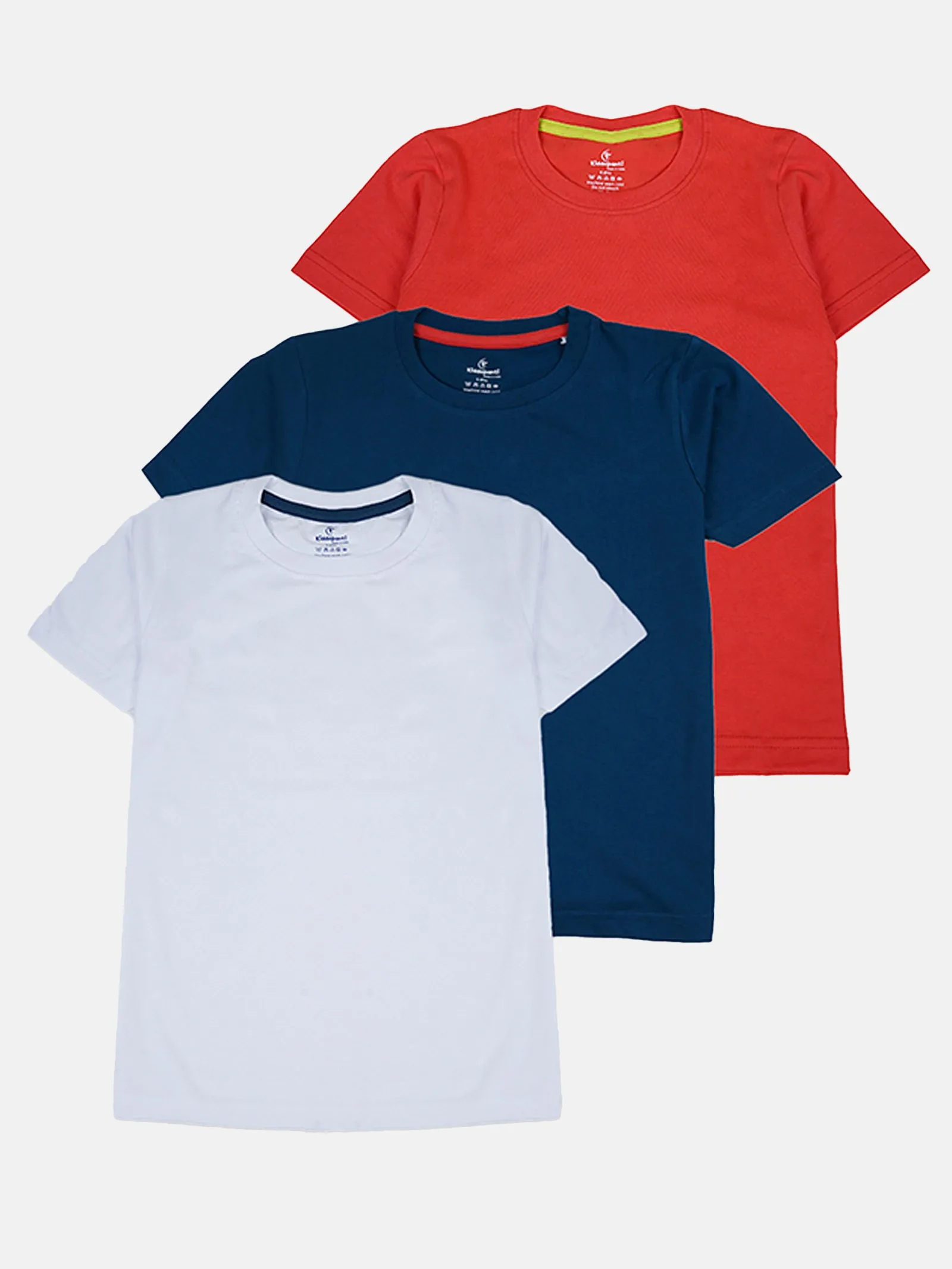 Boys Pack Of 3 Cotton Solid Half Sleeves T-Shirts