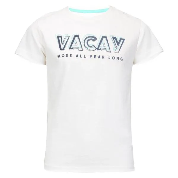 BOYS SHORT SLEEVE 'VACAY' T-SHIRT - WHITE