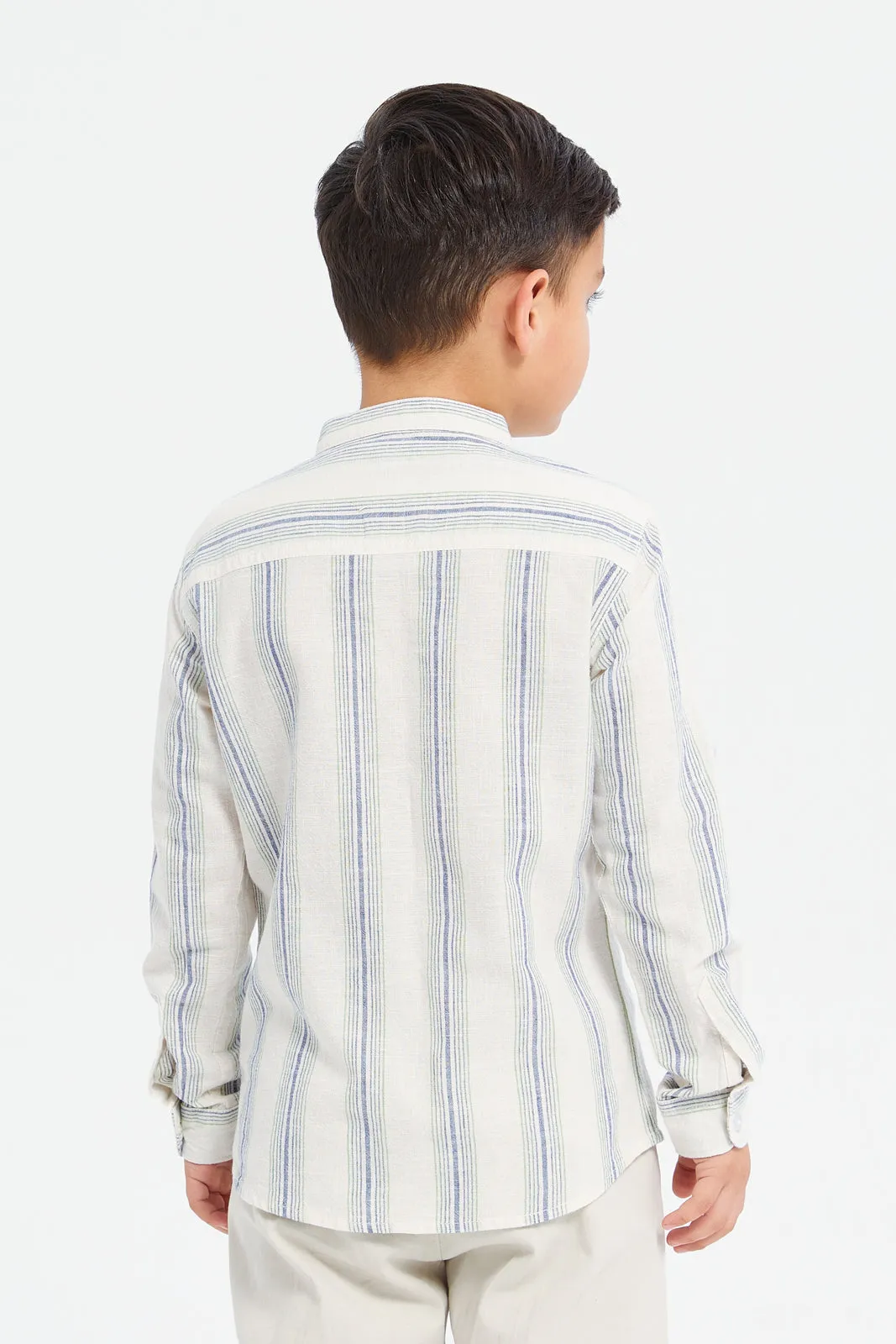 Boys White Striped Shirt