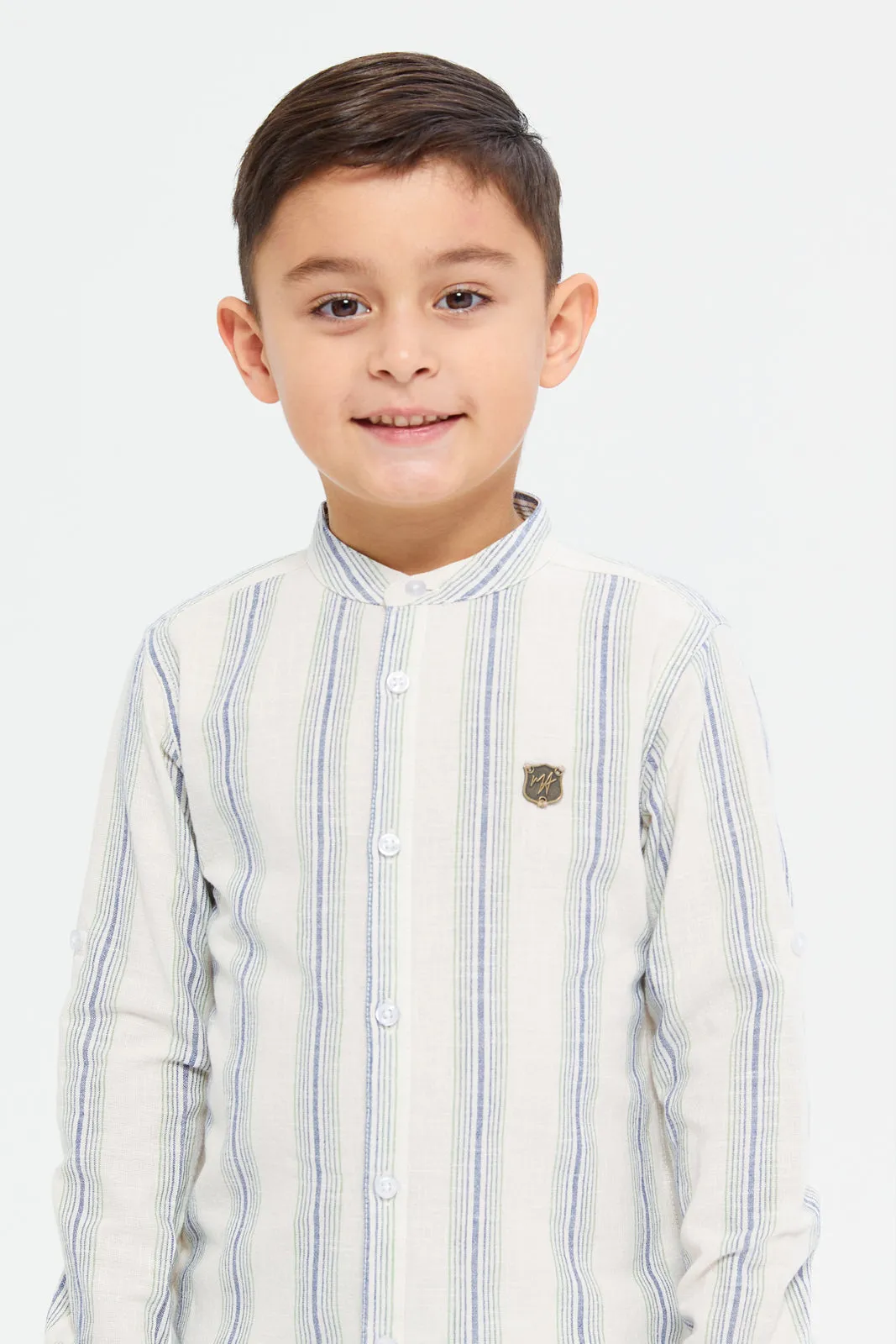 Boys White Striped Shirt