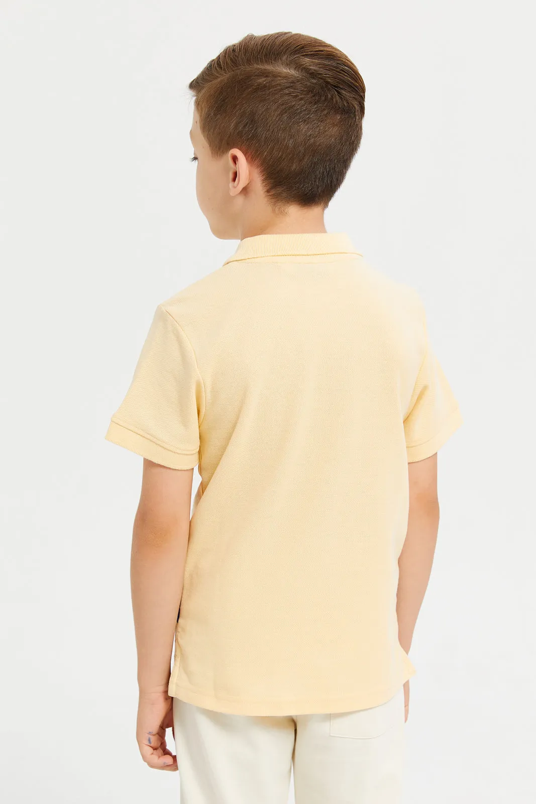 Boys Yellow Embroidered Polo T-Shirt