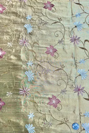 Bronze/Multicolor Embroidered Dupioni Silk