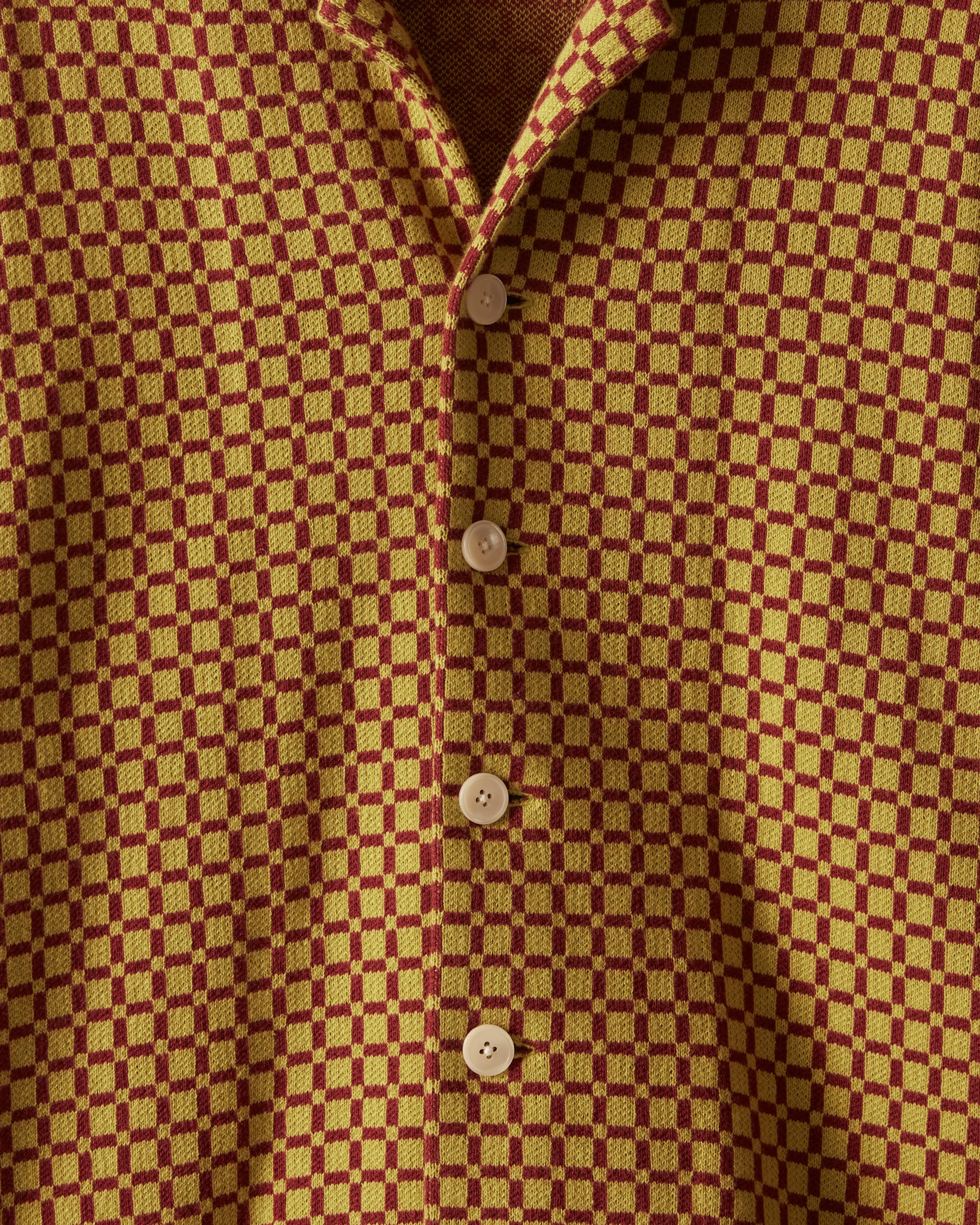 Checker Jacquard Louie Shirt - Green and Maroon