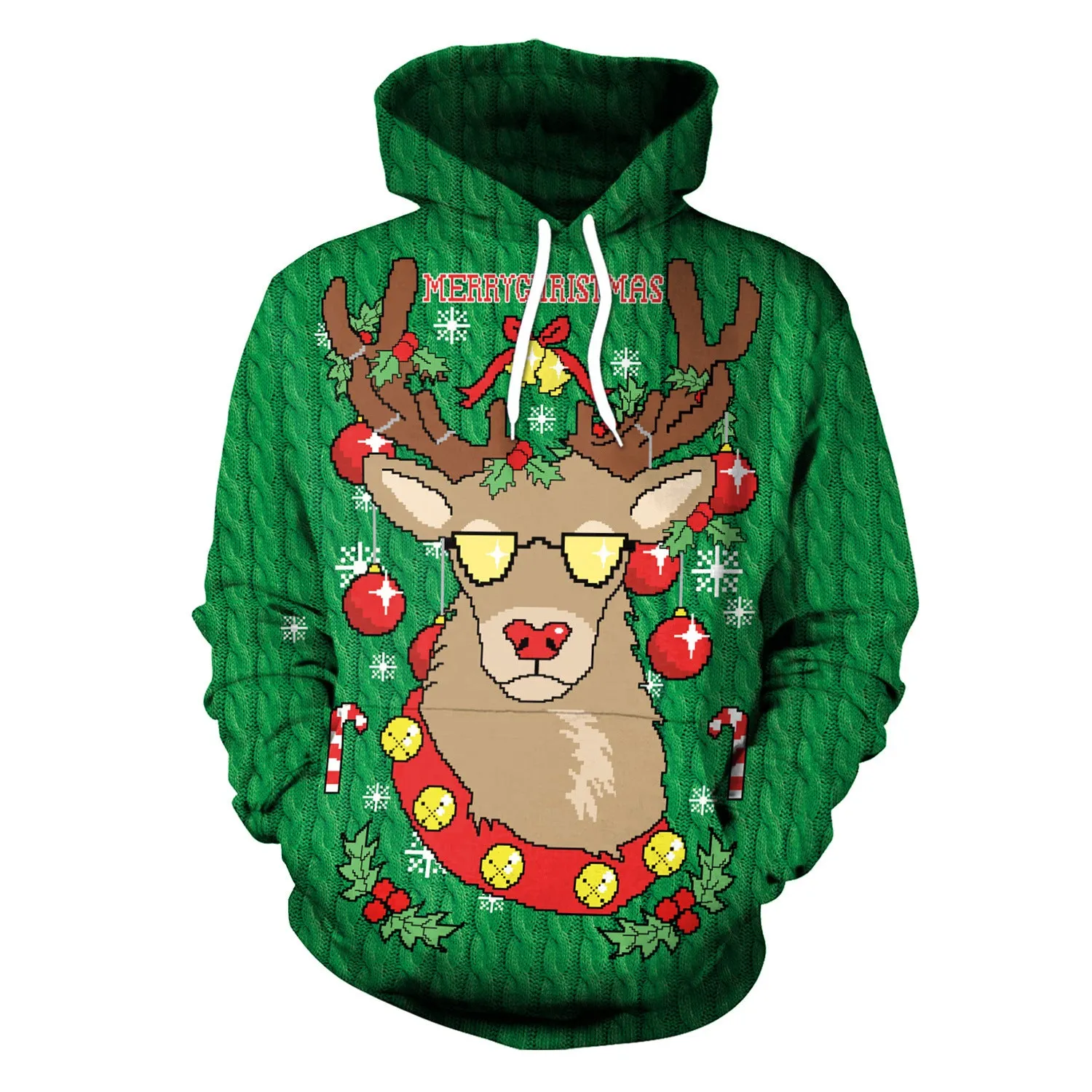 Christmas Women's Loose Versatile Hooded Creative Digital Printed Sweater