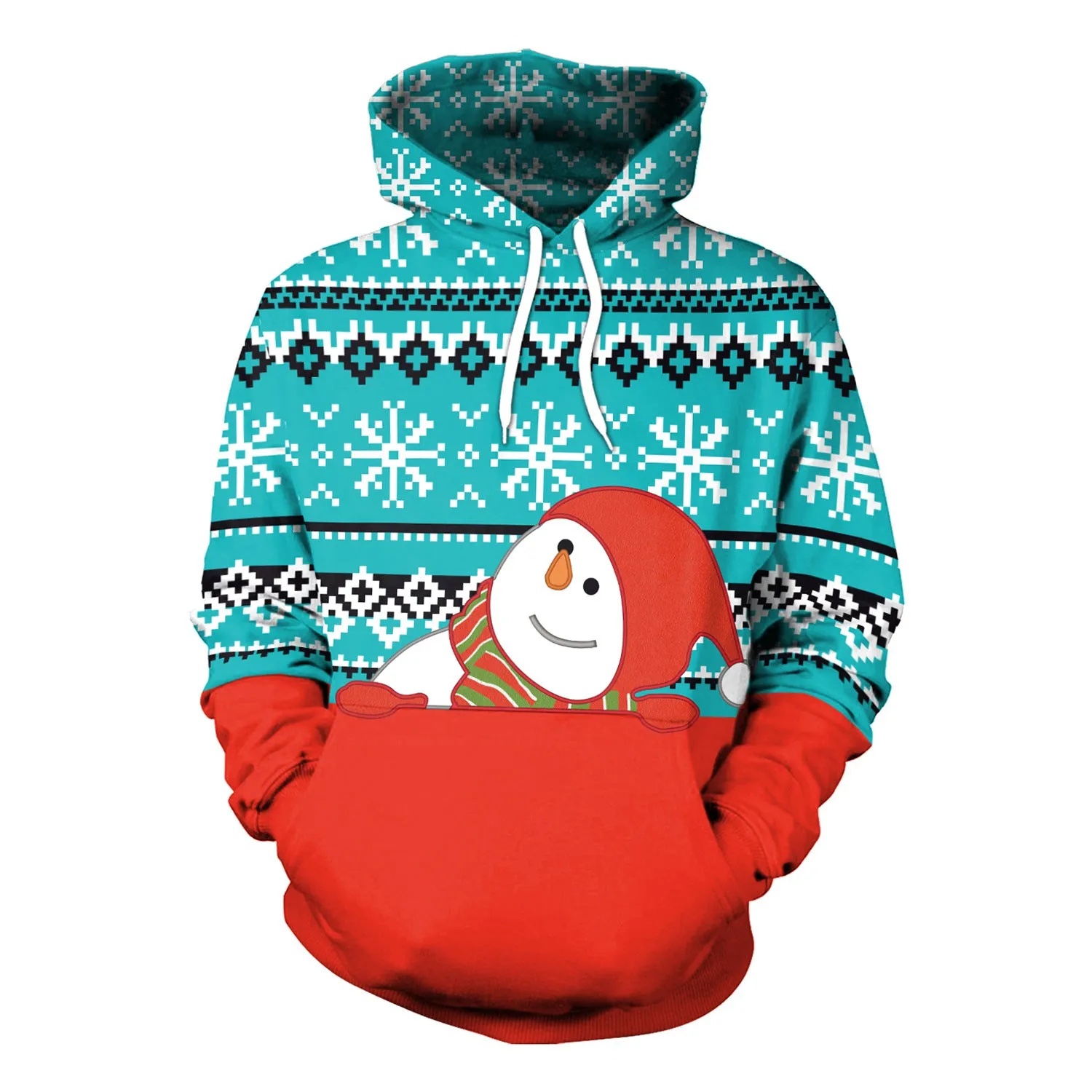 Christmas Women's Loose Versatile Hooded Creative Digital Printed Sweater