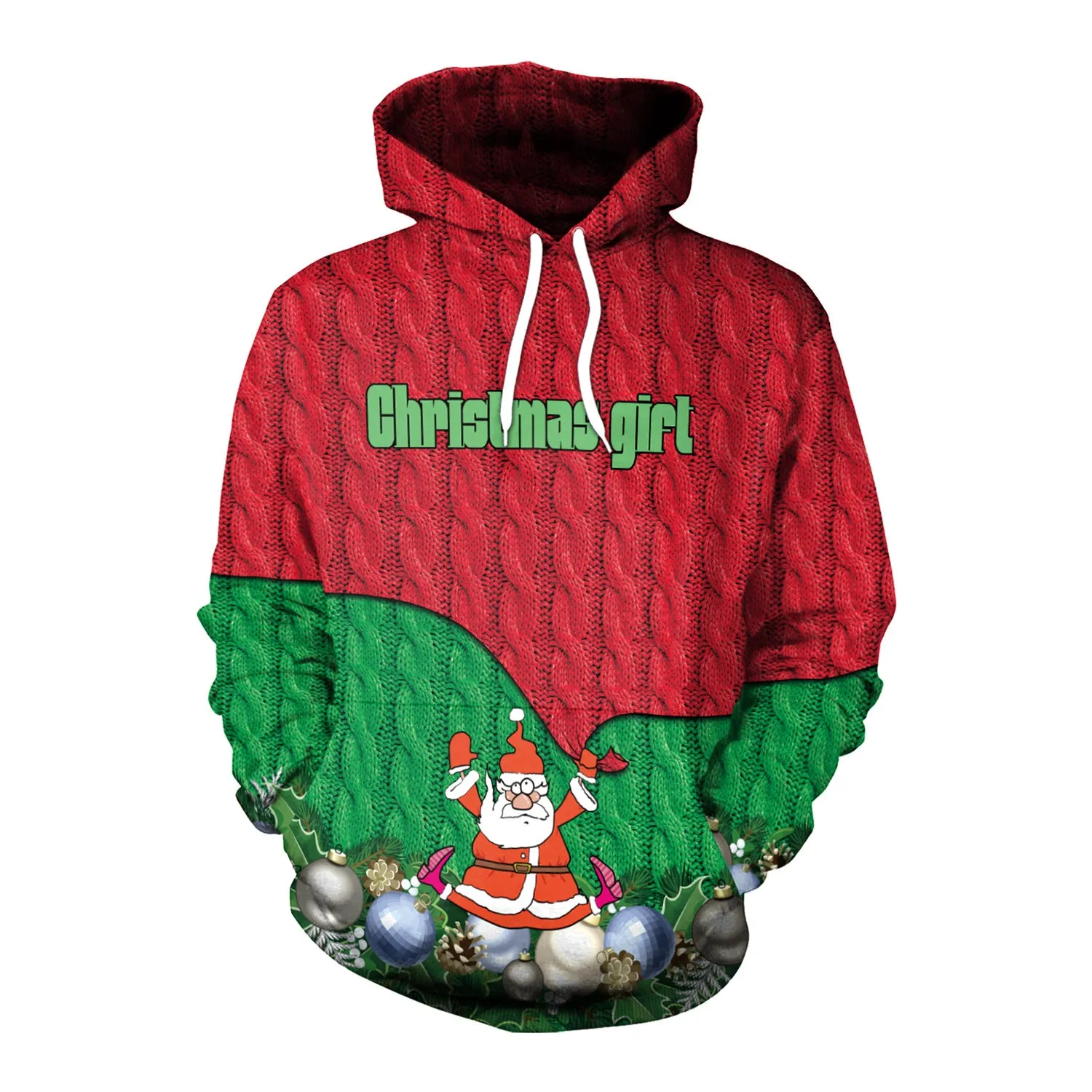 Christmas Women's Loose Versatile Hooded Creative Digital Printed Sweater