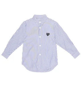 Comme des Garçons Play striped cotton poplin shirt, blue