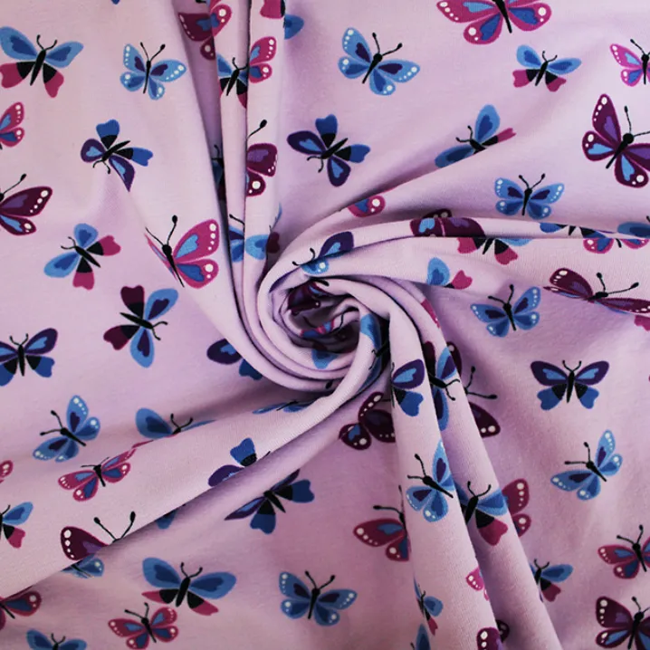 Cotton Jersey - Flying Butterflies - £8.50 Per Metre - Sold By Half Metre