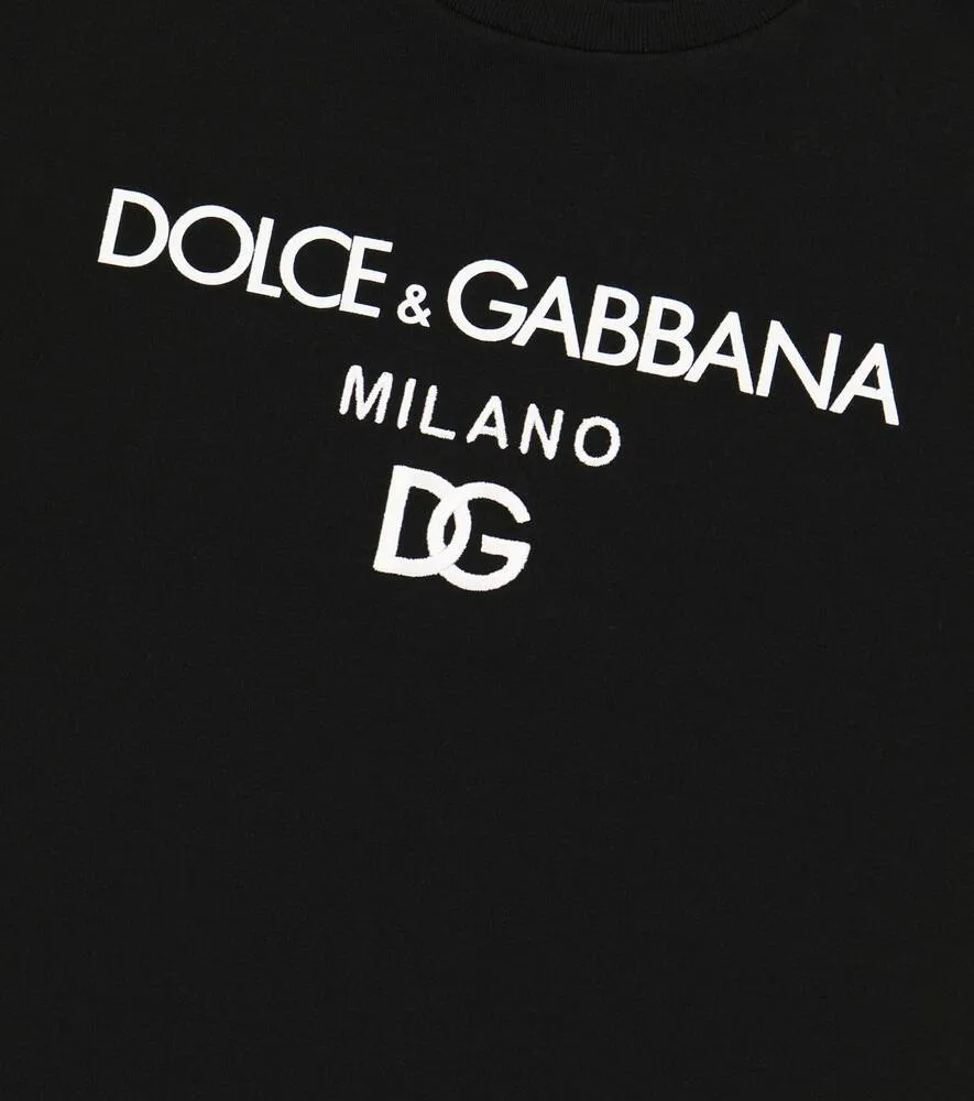 Cotton jersey T-shirt with Dolce&Gabbana logo, black