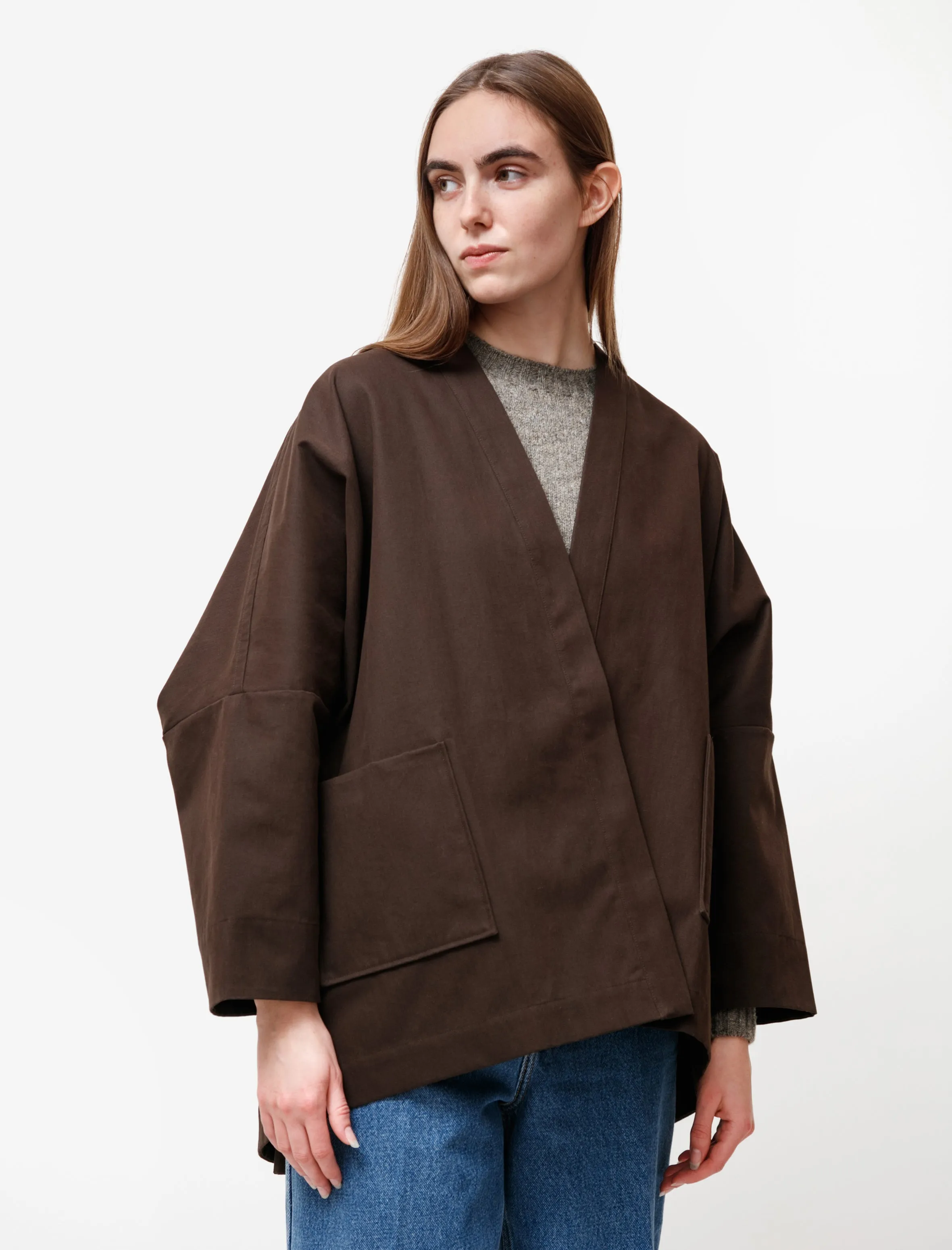 Cotton Kimono Cardigan Brown