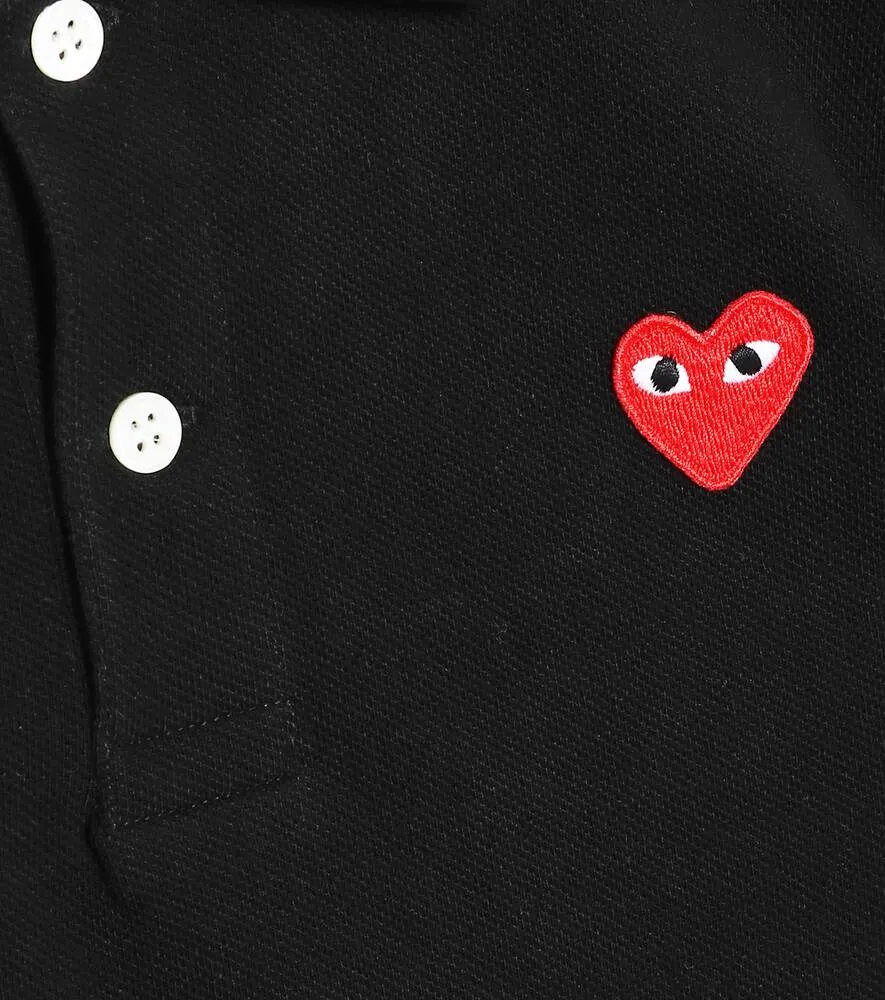 Cotton polo shirt with Heart logo Comme des Garçons Play, black