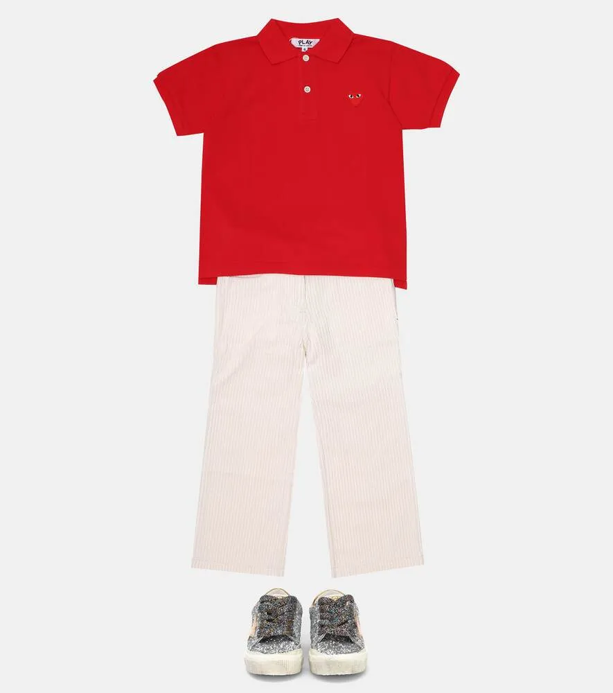 Cotton polo shirt with Heart logo Comme des Garçons Play, red