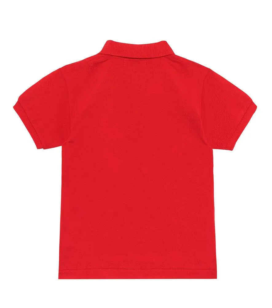 Cotton polo shirt with Heart logo Comme des Garçons Play, red