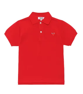 Cotton polo shirt with Heart logo Comme des Garçons Play, red