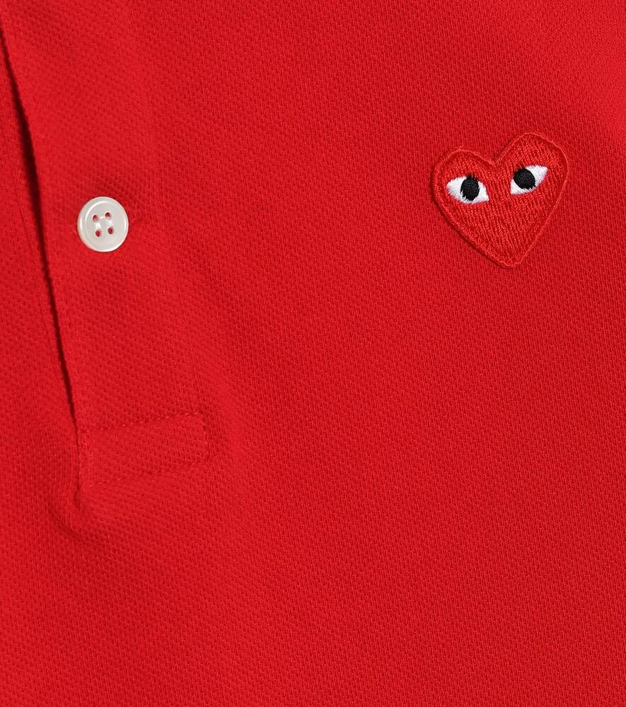 Cotton polo shirt with Heart logo Comme des Garçons Play, red