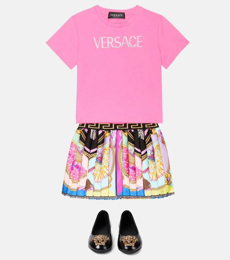 Cotton T-shirt with Versace logo, pink